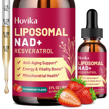 Liposomal NAD Supplement - 1200mg NAD+ Liquid Drops for Women & Men with Resveratrol, Black Pepper Extract - Support Anti-Aging, Brain & Cellular Mitochondrial Health - 2 Fl Oz, Strawberry Flavor Hovika buy supplements canada