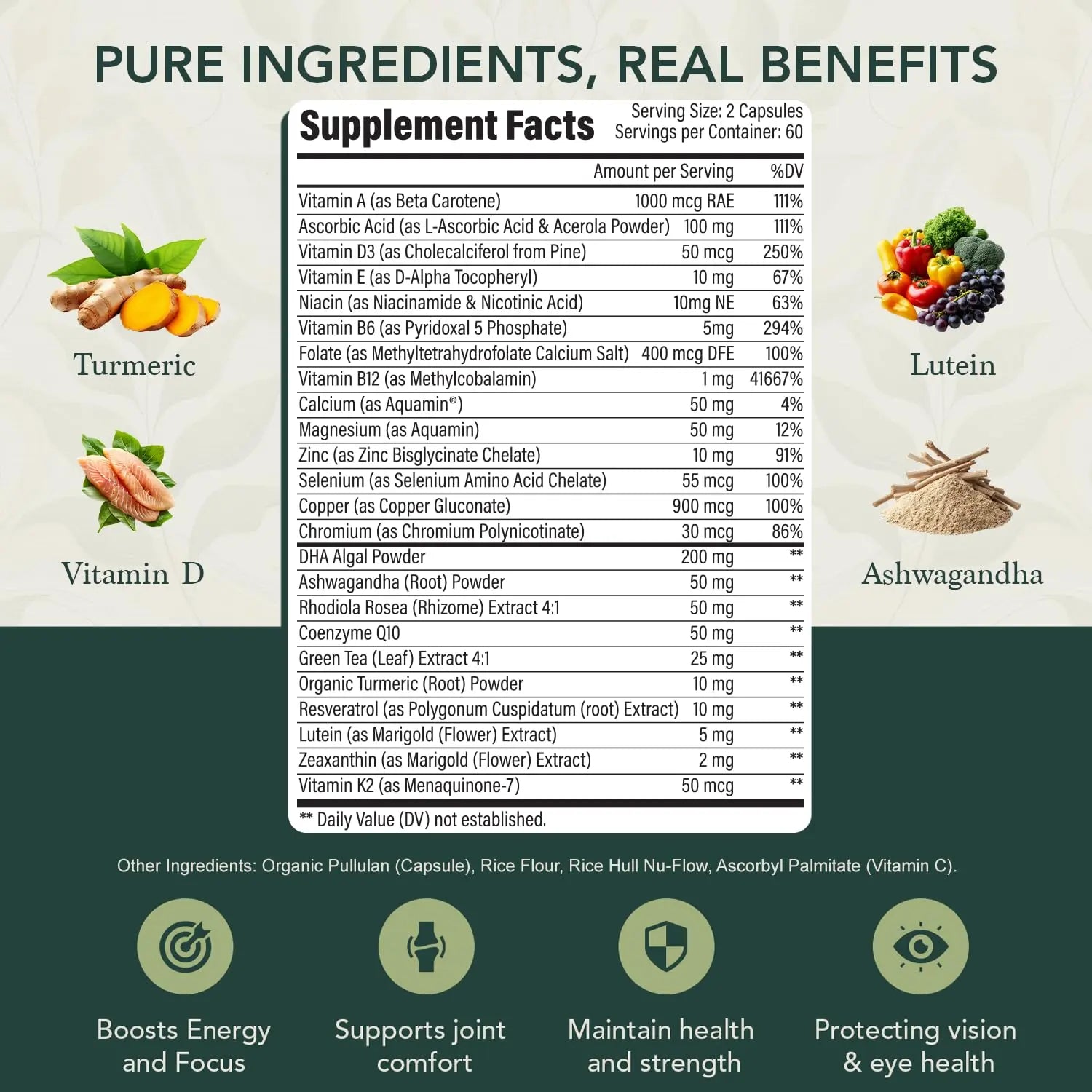 40 Plus Multivitamin for Women & Men with Vitamin A, D, B6, B12, E, Zinc, Magnesium, Calcium - Vegan, Gluten Free Elements of LIfe buy supplements canada