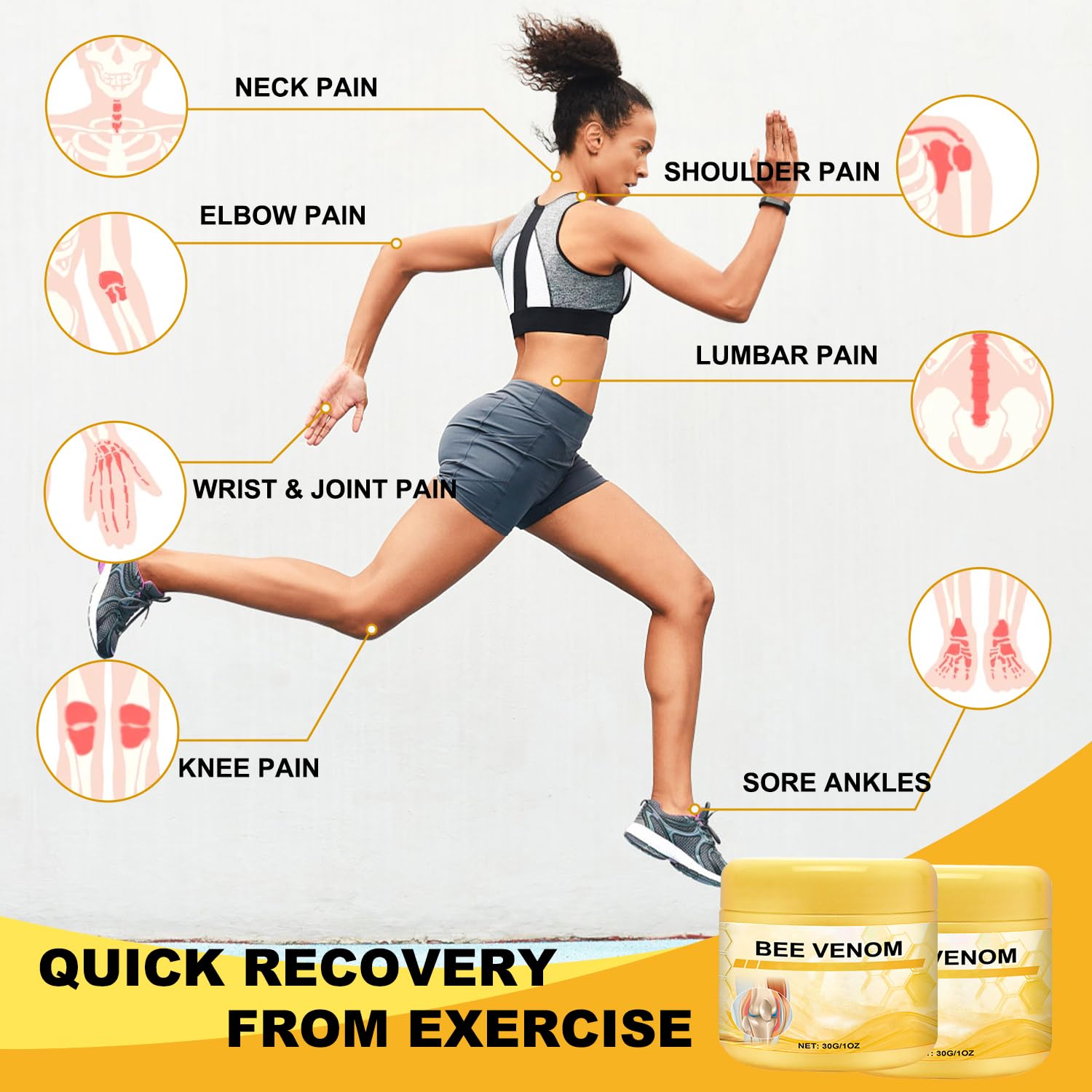 Botou 2PCS New Bee Venom Professional Joint Cream, for Neck, Waist, Back, Hands, Feet and Legs Advanced Bee Propolis Joint Cream, yellow Botou buy supplements canada