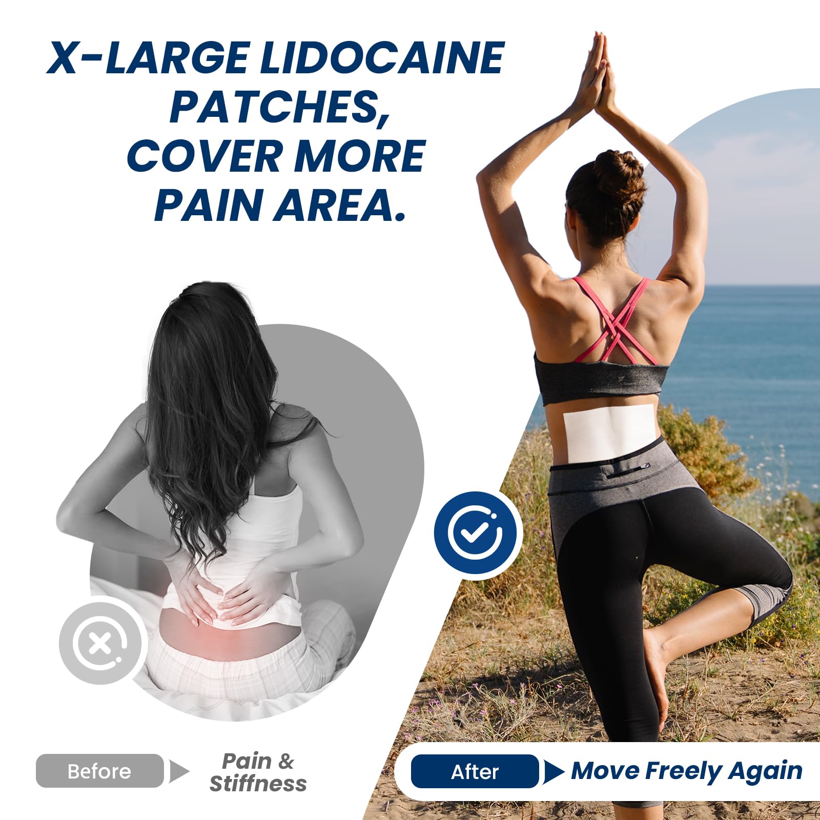 Sumifun XL Lidocaine Patches for Pain Relief, 4% Lidocaine Maximum Strength OTC, Extra Large 4.72"x7.87" for Full Back Pain Patches & Large Areas (Extra Large, Count, 13) Sumifun buy supplements canada