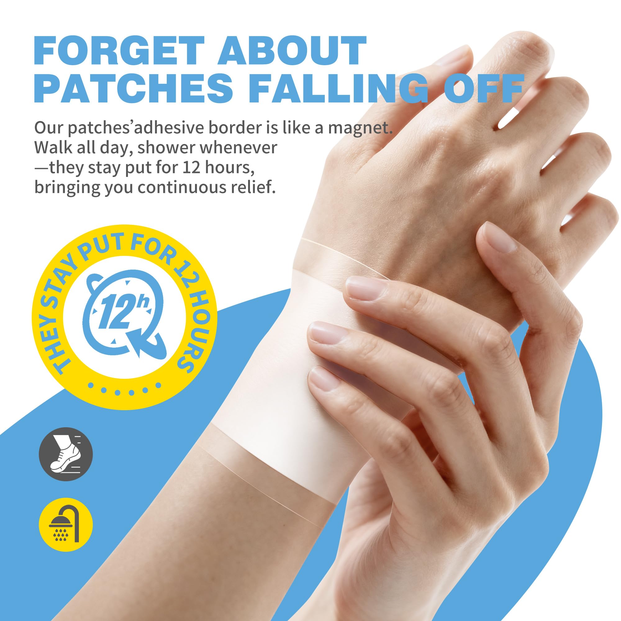 CARELAND Plantar Fasciitis Lidocaine Pain Patches with Hydrogel Technology- Waterproof with Sticky Border, 12 Hour Pain Relief - Contours to Your Foot - 16 Ct CARELAND buy supplements canada