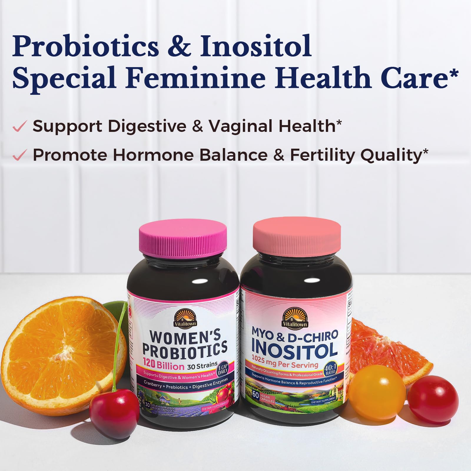 Vitalitown Inositol Supplement for Women, Myo-Inositol & D-Chiro Inositol, Ideal 40:1 Ratio, Hormone Balance & Healthy Ovarian Support for Women, Vitamin B8, Vegan, 60 Capsules, No Gluten Vitalitown buy supplements canada