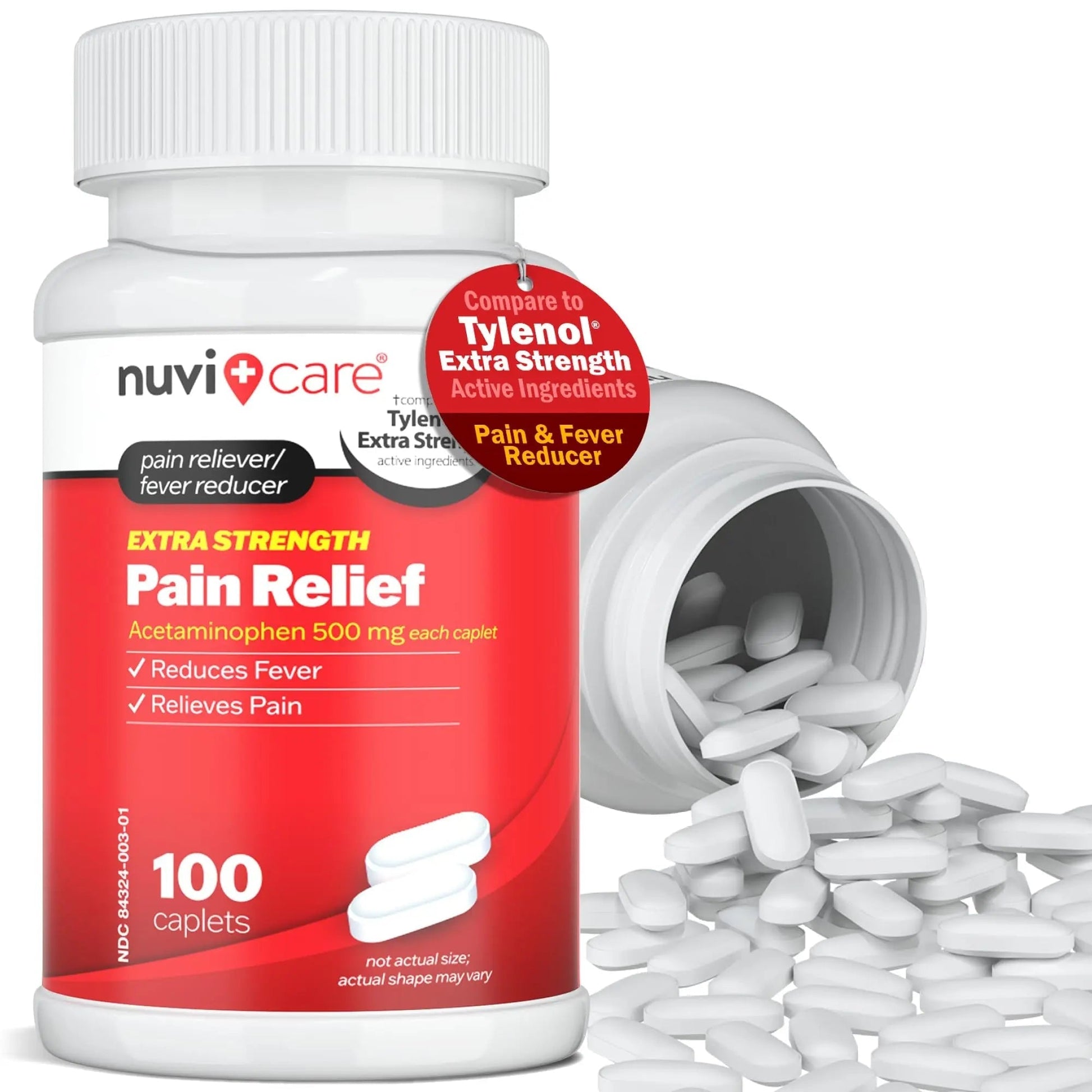 NUVICARE Acetaminophen 500mg Extra Strength Pain Relief - Compare to Tylenol Extra Strength Pain Reliever & Fever Reducer - 500mg Tablets for Adults for Headaches (100 Caplets) NUVICARE buy supplements canada
