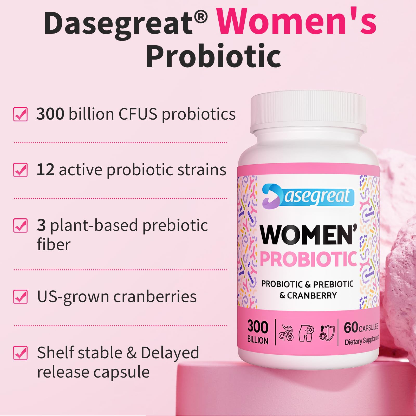 300 Billion CFUs Probiotics for Women,12 Strains Probiotics with Prebiotic Cranberry Heafetine buy supplements canada