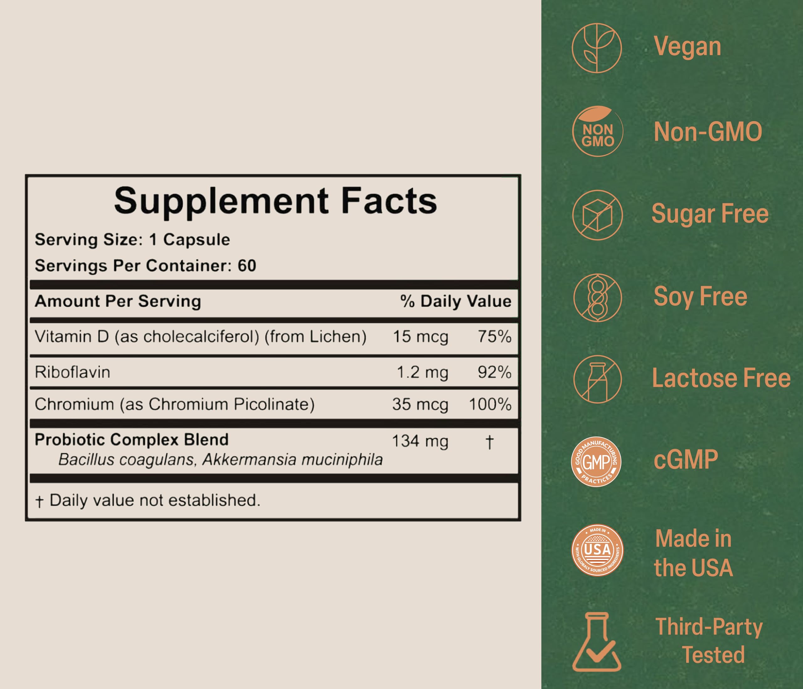 Akkermansia Probiotic for Appetite Suppressant & Craving Control | Increases GLP-1 for Weight Loss | 60 Day Supply | Made in USA | Bacillus Coagulans, B2, D3 & Chromium | SIBO Friendly, Vegan Akkermy buy supplements canada