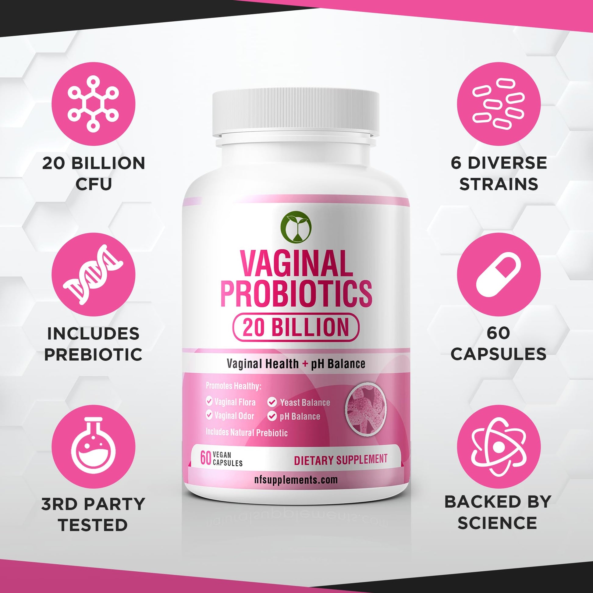 Vaginal Probiotics for Womens Health 20 Billion CFU | PH Balance & Vaginigal Odor Support 60 Capsules Natural Foundation Supplements buy supplements canada