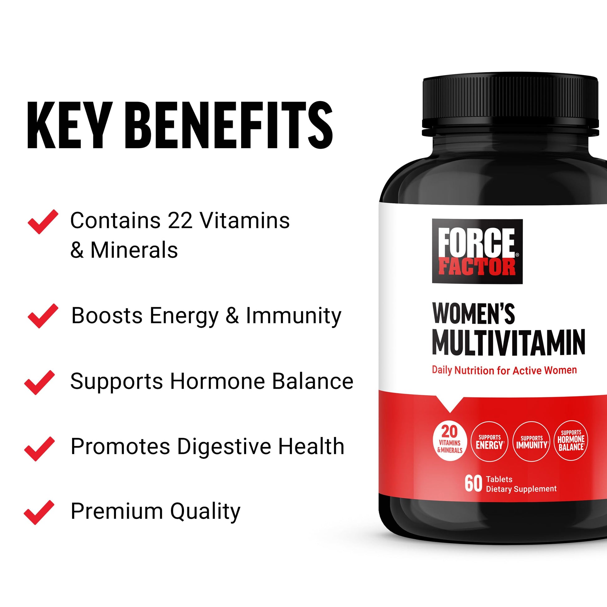 Force Factor Women’s Multivitamin, Multivitamin for Women to Support Hormone Balance, Energy, Immunity, and Gut Health, with 20 Vitamins & Minerals, Ashwagandha, Chasteberry, and More, 60 Tablets Force Factor buy supplements canada