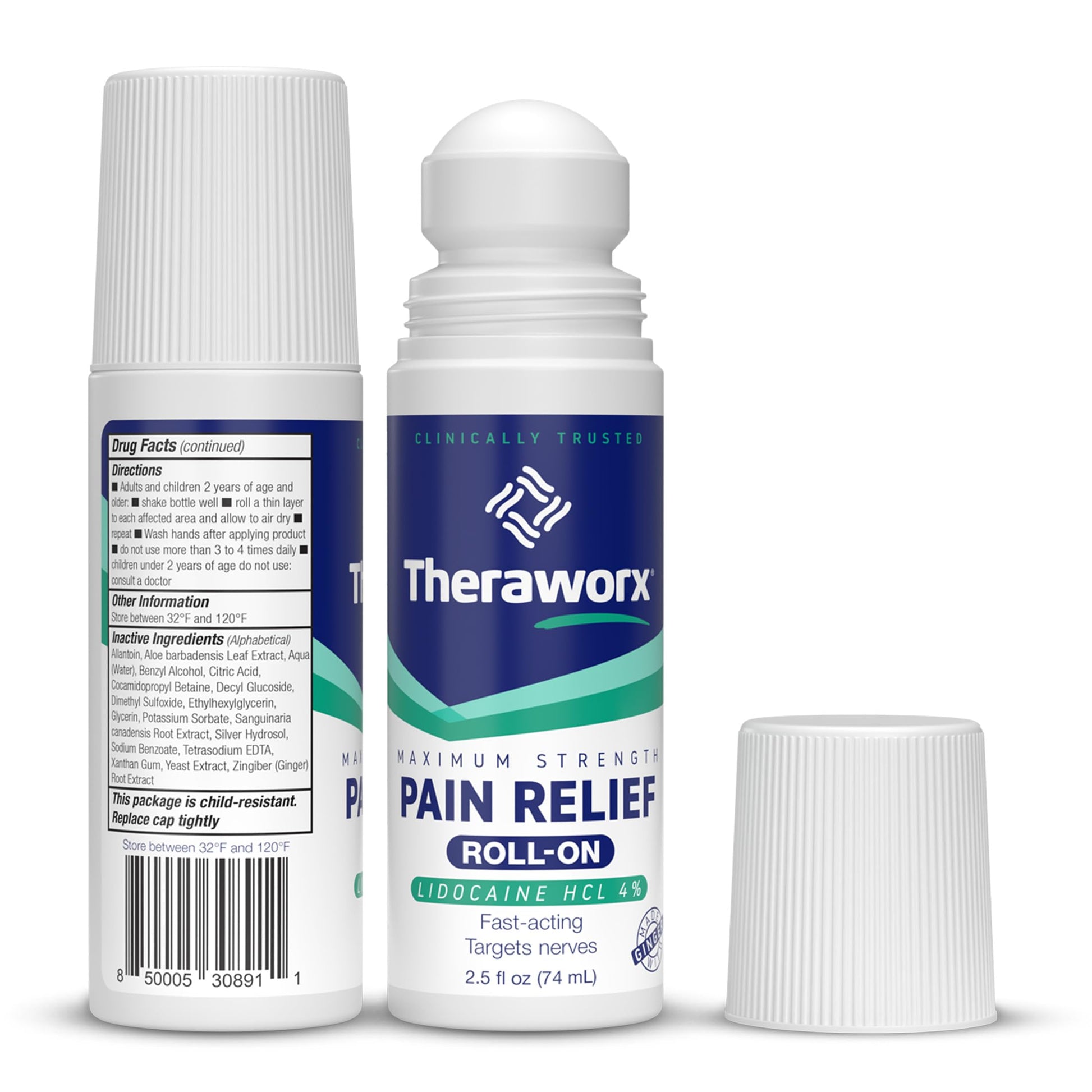Theraworx Maximum Strength Pain Relief Roll-On with Lidocaine, Fast-Acting - 2.5 Oz - 2 Count Theraworx buy supplements canada