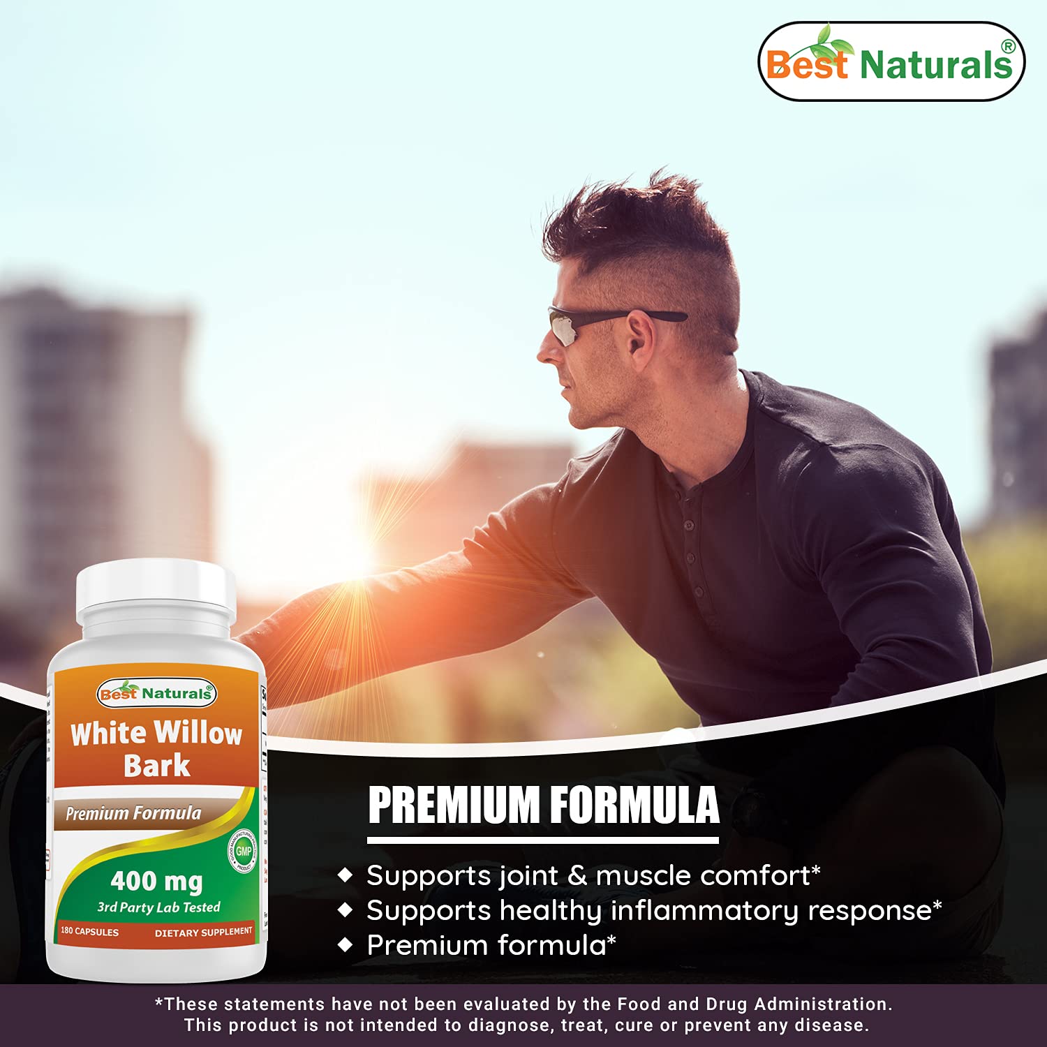 Best Naturals White Willow Bark 400 mg 180 Capsules (180 Count (Pack of 2)) Best Naturals buy supplements canada
