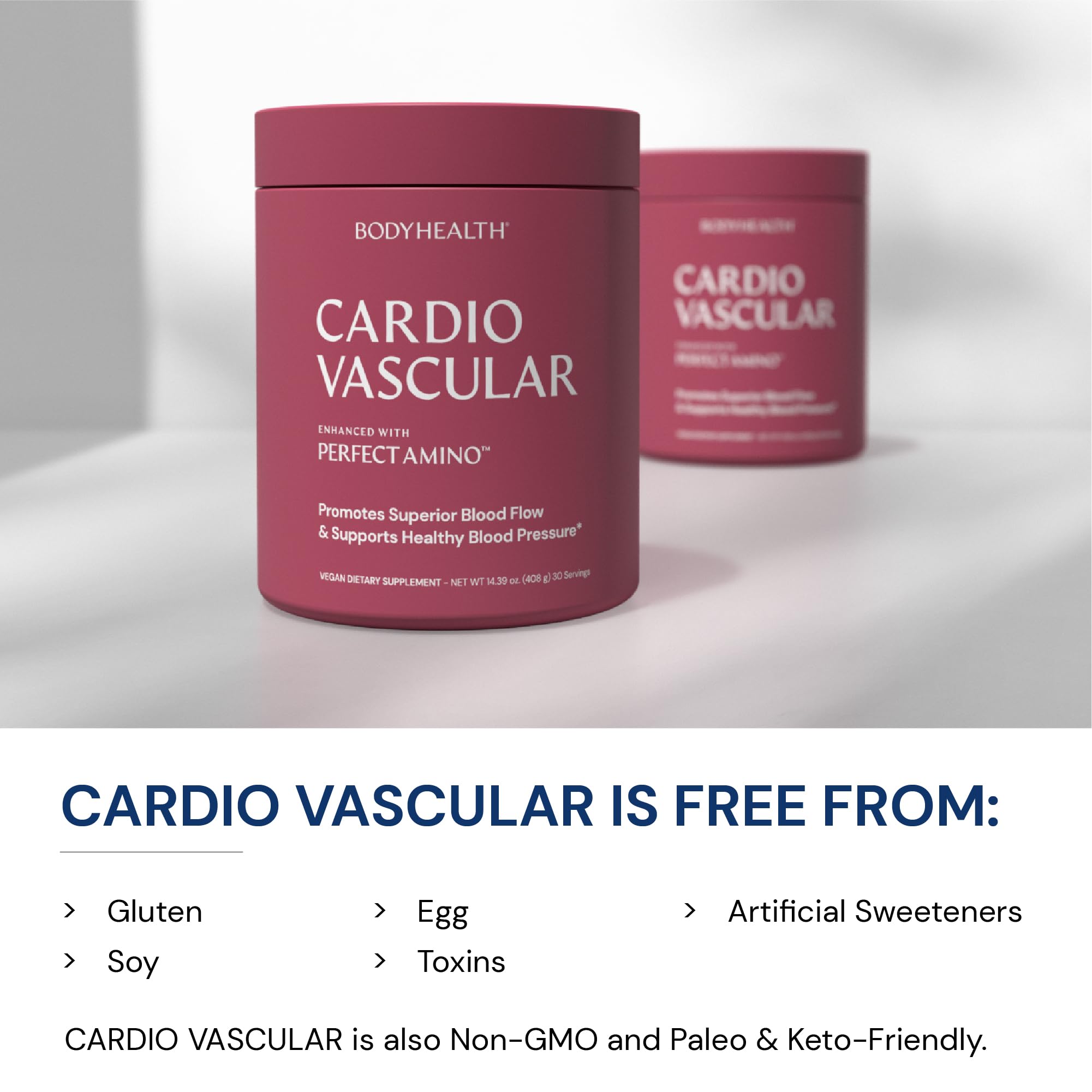 BodyHealth Cardio Vascular with PerfectAmino, Blood Flow and Heart Health Supplement Support with CoQ10, Nicotinamide Riboside, Resveratrol and D-Ribose, Chocolate Flavor, 30 Servings BodyHealth buy supplements canada