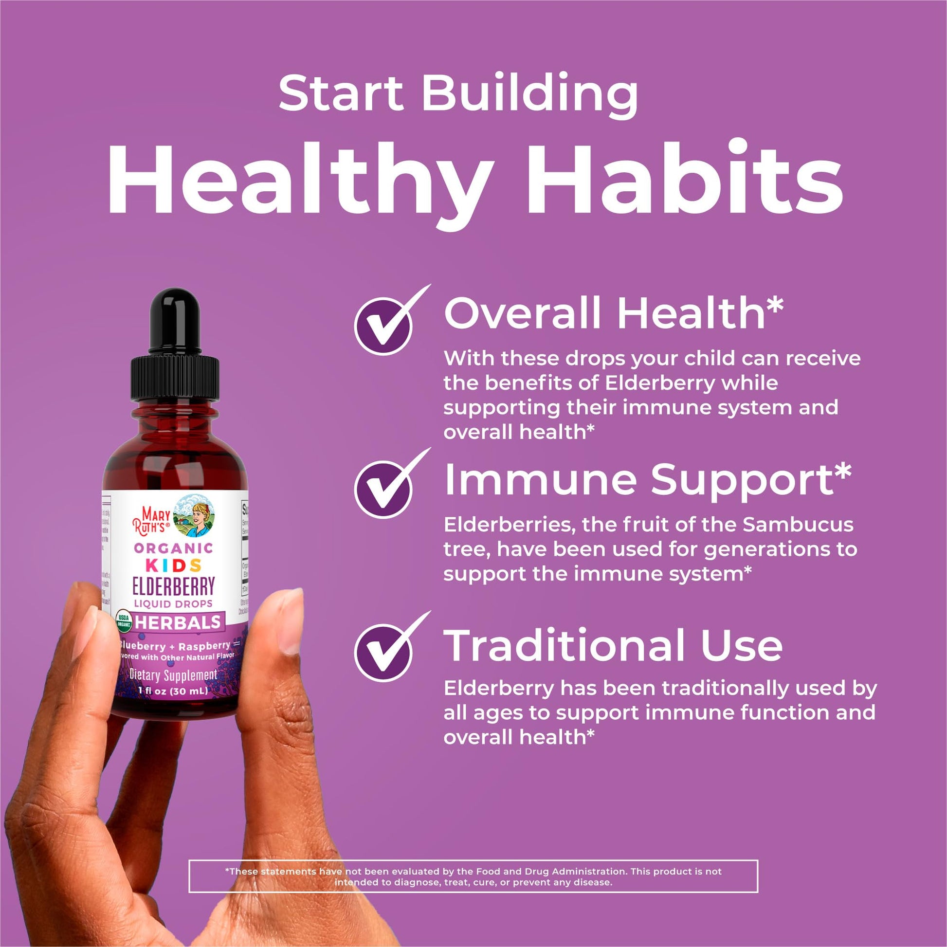 MaryRuth Organics USDA Organic Elderberry Liquid Drops for Kids | Vegan Elderberry Extract Organic Glycerin | Immune Support Supplement | Overall Health | Formulated for Ages 4-13 | 1oz MARYRUTH'S buy supplements canada