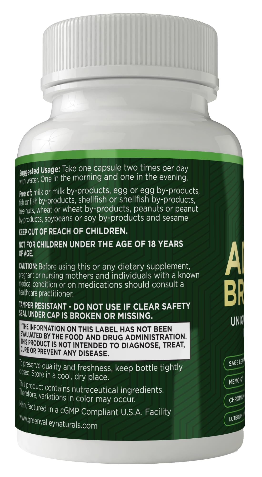 GREEN VALLEY NATURALS - Advanced Brain Power - Supports Healthy, Normal Brain Function, Focus and Concentration, clinically formulated to Support Healthy Brain Clarity. (1 Bottle, 60, Count) GREEN VALLEY NATURALS buy supplements canada