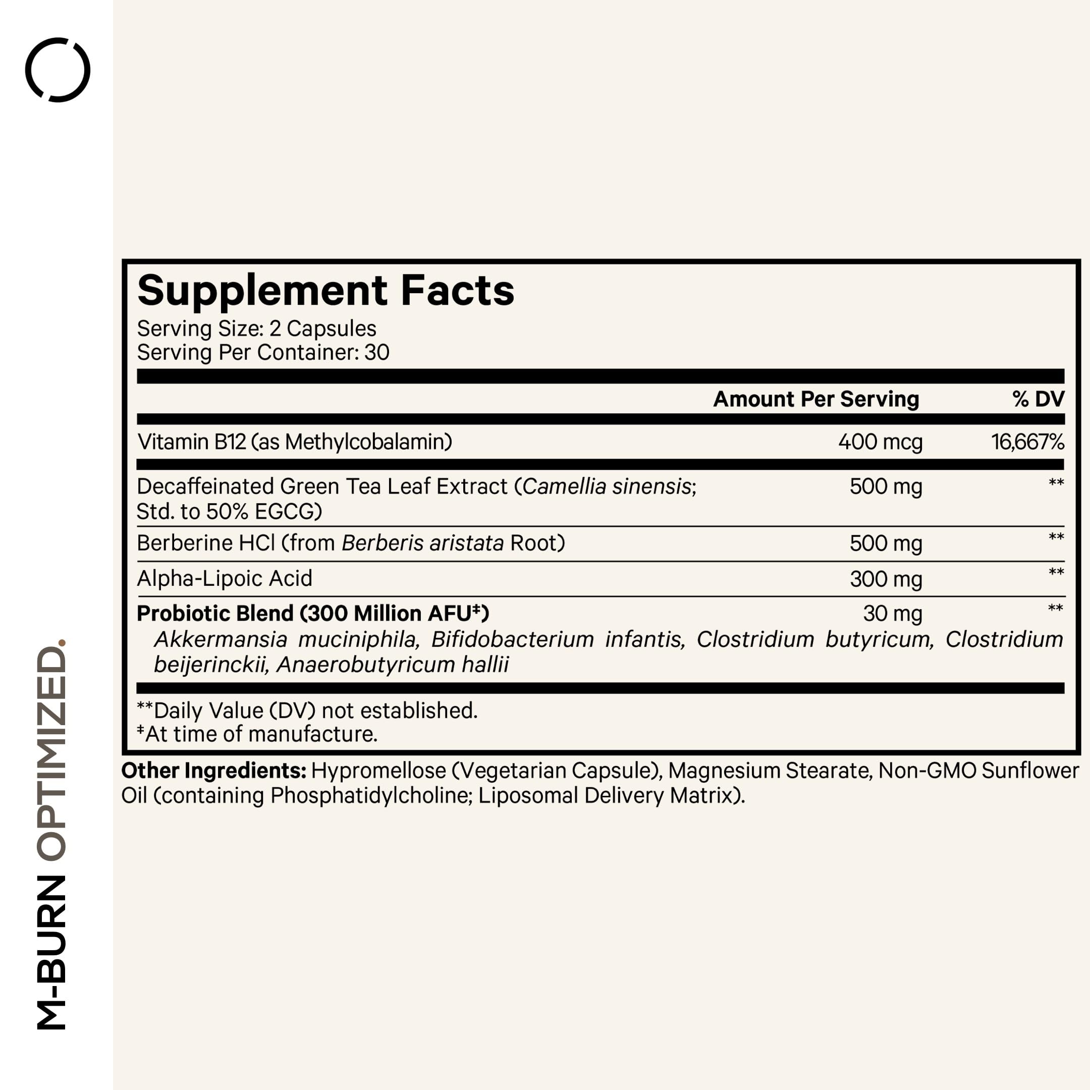 Codeage M-Burn Optimized Supplement - Decaffeinated Green Tea Std. to 50% EGCG, Berberine, Akkermansia, Vitamin B12 - Probiotics - Vitamins - 60 Capsules Codeage buy supplements canada