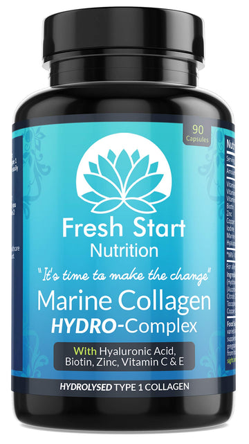 Marine Collagen Tablets 1000mg - 90 Premium Type 1 Hydrolysed Collagen Capsules with Hyaluronic Acid Fresh Start Nutrition buy supplements canada