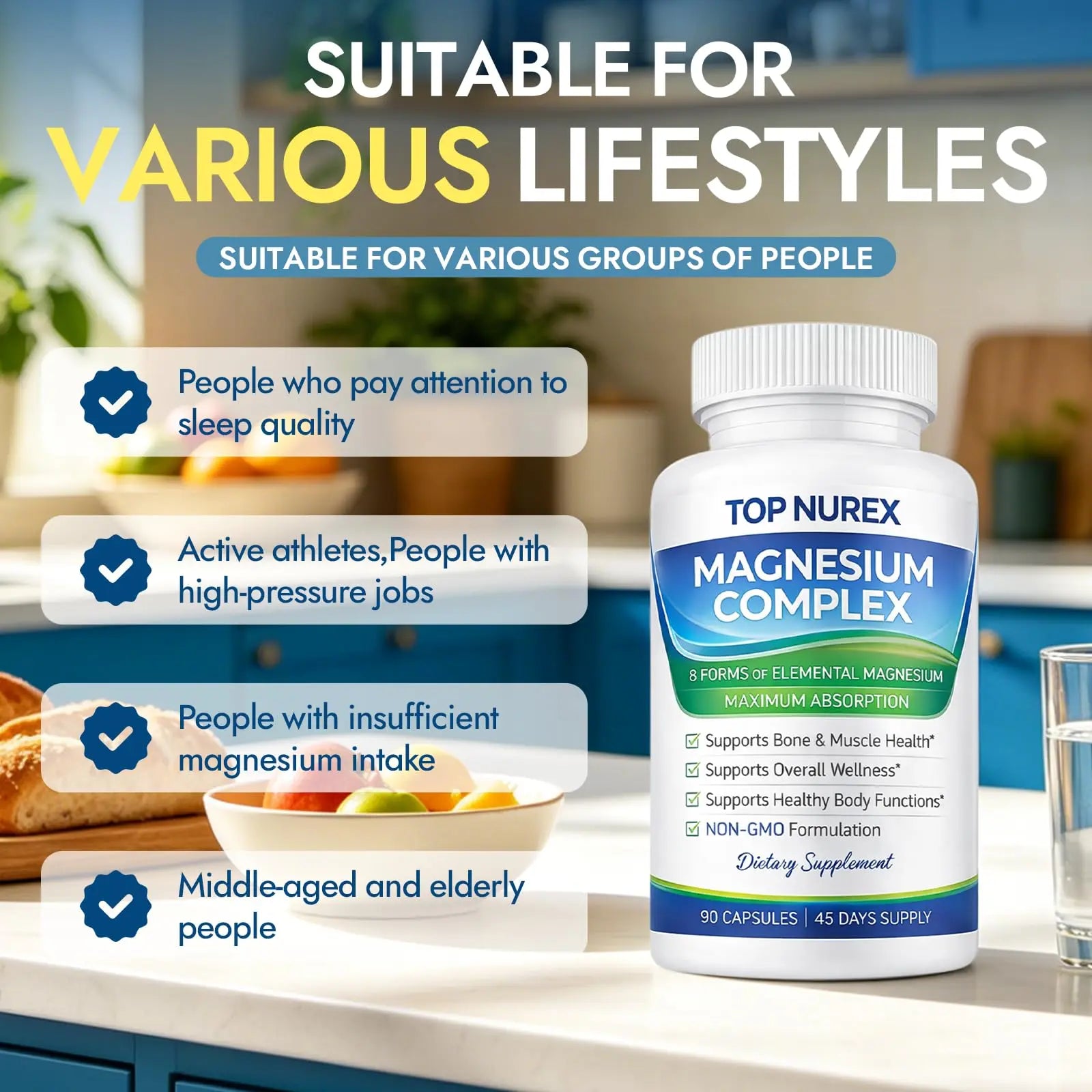 Top Nurex Magnesium Complex 1000 mg, 8-Source Magnesium Blend with Glycinate, Citrate, Malate & Taurate, Vegan Formula, Non-GMO, 90 Capsules Top Nurex buy supplements canada