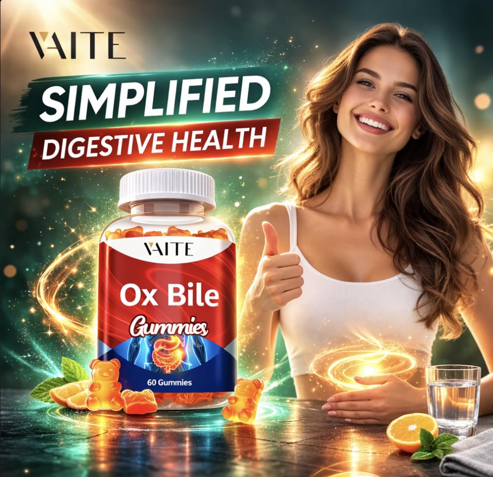 VAITE Ox Bile Gummies – 500mg Digestive Support for Gallbladder & Gut Health – Non-GMO, Sugar-Free Supplement – Helps Nutrient Absorption & Bile Flow – 60 Easy-to-Chew Bile Acid Chewables VAITE buy supplements canada