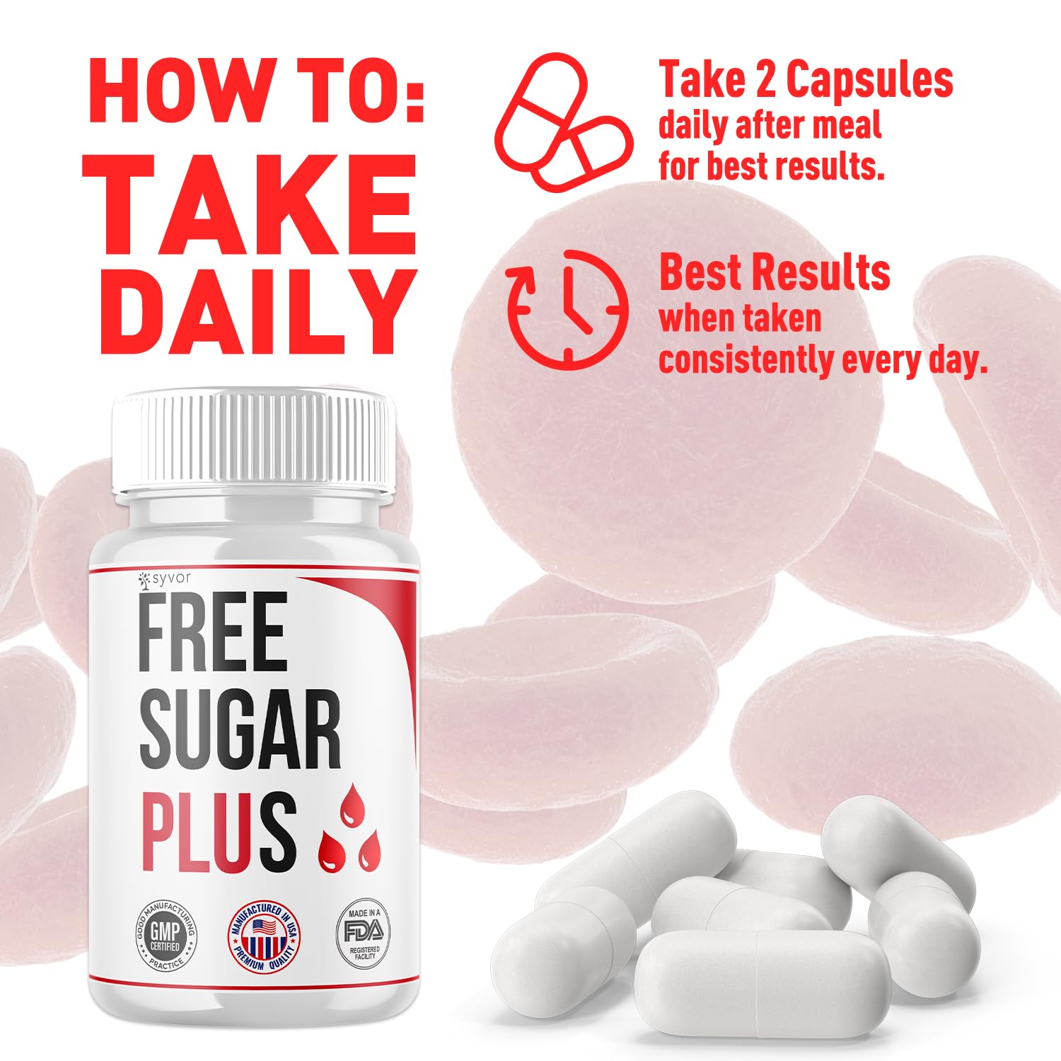 Free Sugar Plus Capsules, Official FreeSugar Plus Blood Health Support Pills With All Natural Ingredients, Free Sugar Plus Advanced Wellness Support with Premium Vitamins for Women & Men (60 Capsules) Syvor buy supplements canada
