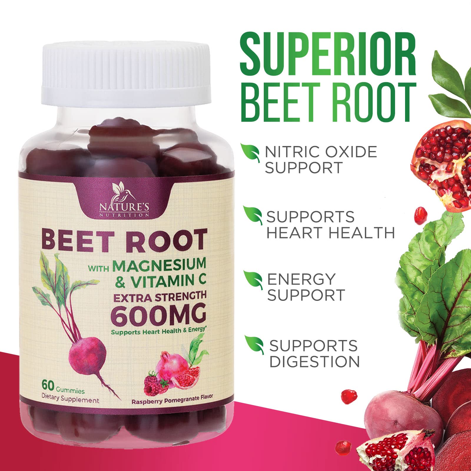 Nature's Nutrition Beet Gummies with Beetroot - Energy & Heart Health Support Nature's Nutrition buy supplements canada