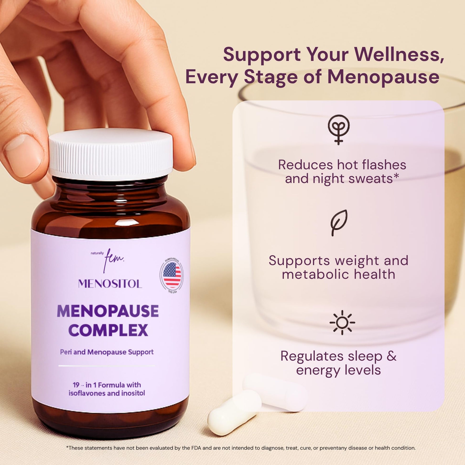 Inositol FEM Menositol 19-in-1 60Caps, Perimenopause & Menopause Supplements for Women Weight Loss with Myo-Inositol, D-chiro and Isoflavones, Control Metabolic Health, 100% Natural, Hormone, SoyFree QSTA buy supplements canada