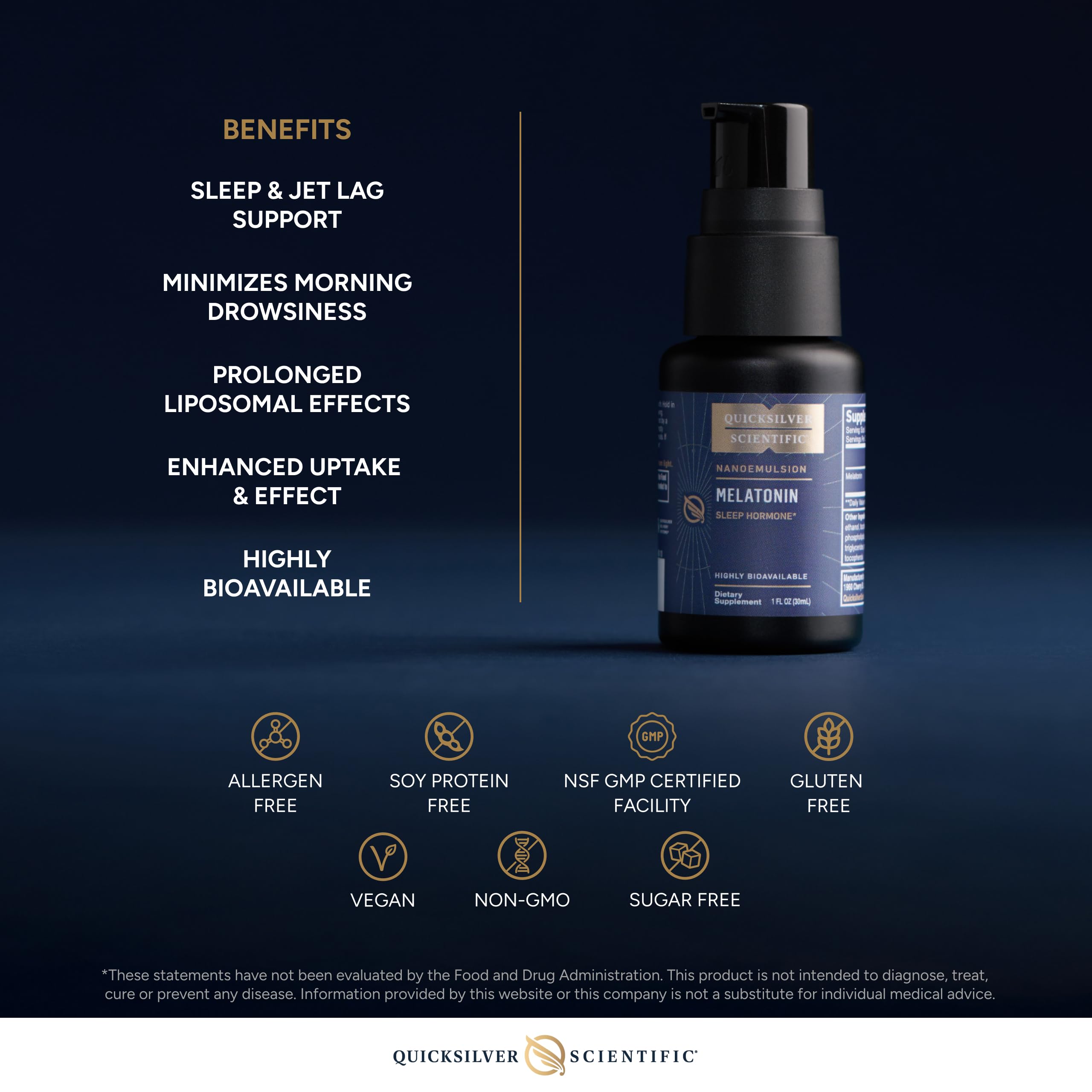 Quicksilver Scientific Liposomal Melatonin - Bedtime, Jet Lag & Immune Support Liquid for Adults - Efficient, Superior Absorption 1mg to Minimize Morning Drowsiness (30 ml) Quicksilver Scientific buy supplements canada