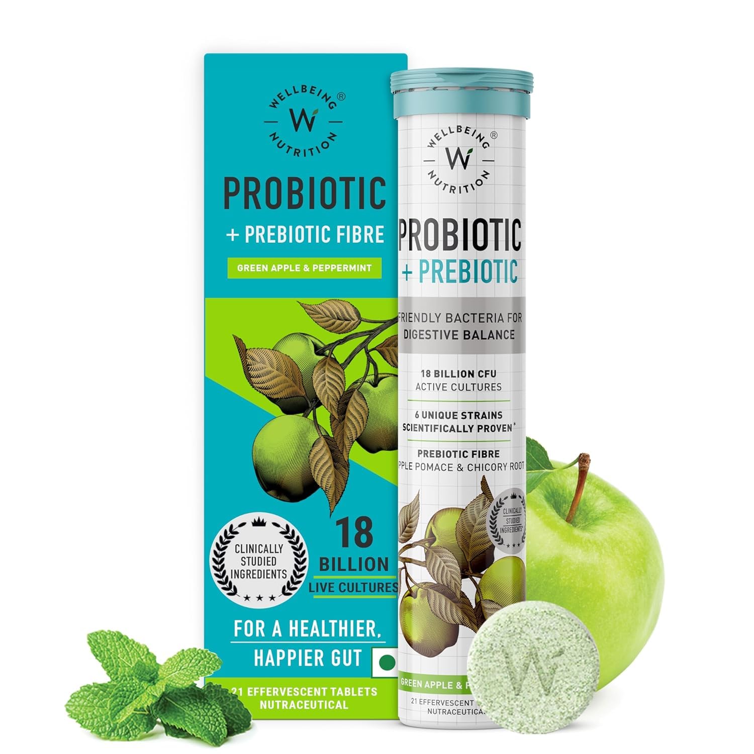 Wellbeing Nutrition Daily Probiotics + Prebiotics | Improve Metabolism, Acidity Relief, Digestion & Gut Health | 18 Billion CFU Organic Probiotics Supplement WELLBEING NUTRITION buy supplements canada