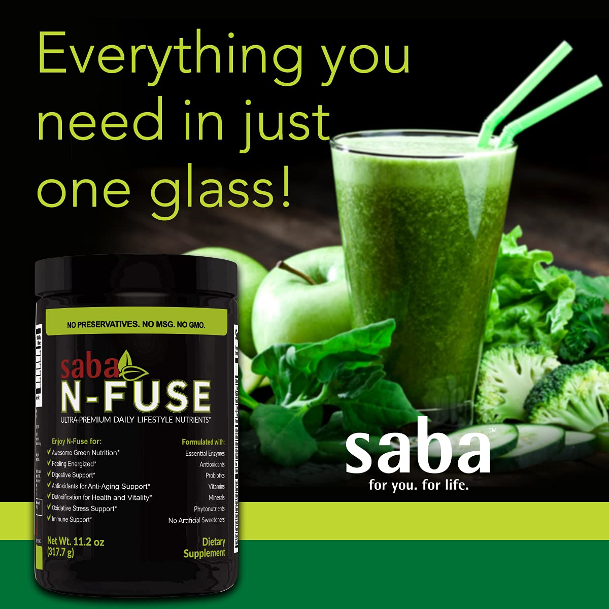 Saba N-Fuse-Whole Food Daily Nutrition,-Phytonutrients, Pre and Probiotics, Enzymes Saba buy supplements canada