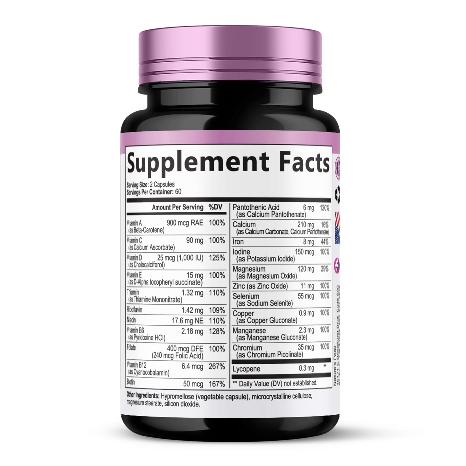 Multivitamin for Women - Complete Daily Womens Multivitamins with Calcium, Folate, Vitamin A, C, D, E & B Vitamins, Zinc and Iron - Multi Vitamins for Bone, Energy & Immune Support - 120 Capsules Nature's Peak buy supplements canada