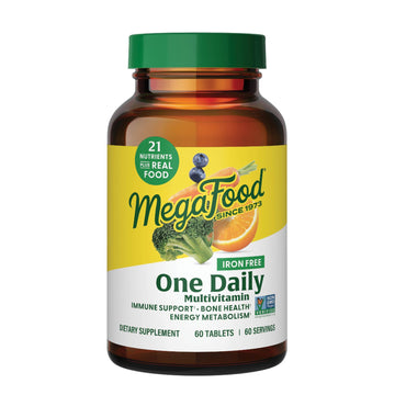 MegaFood One Daily Iron Free Multivitamin - Multivitamin for Women and Men - with Real Food - Immune Support Supplement - Bone Health - Energy Metabolism - Vegetarian; Non-GMO; No Iron - 60 Tablets MegaFood buy supplements canada