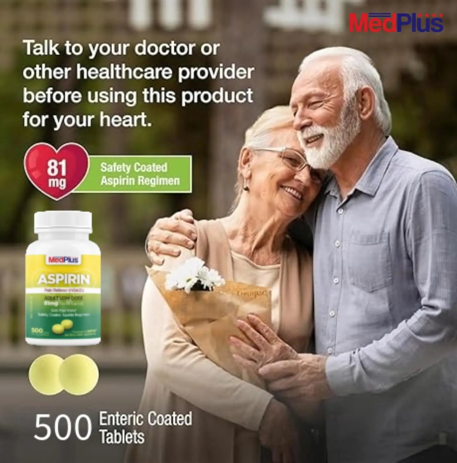 MedPlus Low Dose Aspirin 81 mg - 500 Tablets | Enteric Coated | Pain Reliever for Minor Aches and Pains, Fever Reducer - Made in USA MedPlus buy supplements canada