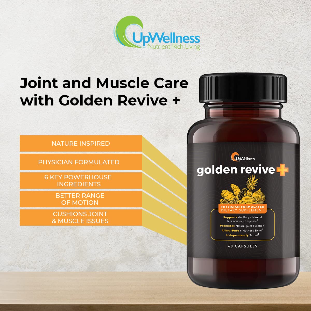 UpWellness Golden Revive + Joint Support with Quercetin, Magnesium, and Turmeric UpWellness Nutrient-Rich Living buy supplements canada