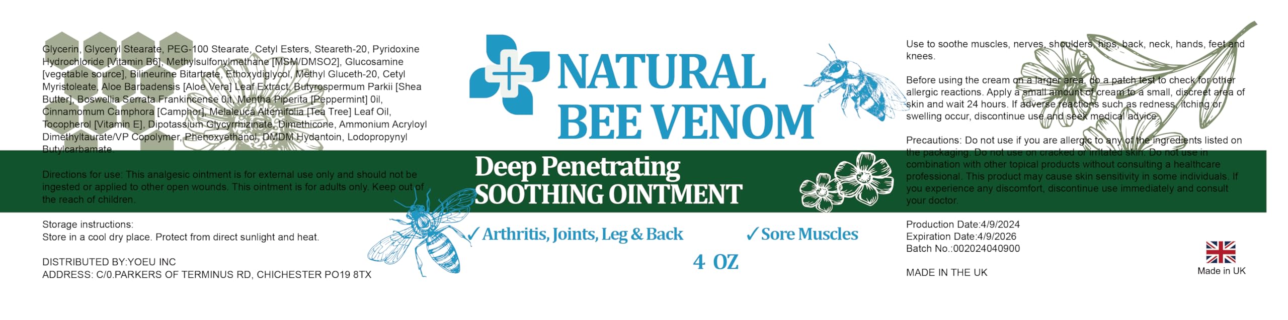 PIBIOOMAP Zealand Bee Venom Serum Gel, Professional for Joint, Muscle, Bone Cream, 24h Fast Release, Soothing Powerful for Back, Neck, Hand, Foot, Knee, Muscle, Shoulder, Hip, Nerve PIBIOOMAP buy supplements canada