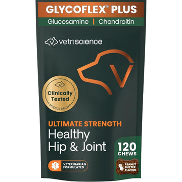VetriScience Ultimate Strength Hip & Joint Supplement for Dogs, GlycoFlex Plus – MSM, Chondroitin & Green-Lipped Mussel Chews for Mobility, Flexibility, Comfort & Support, Peanut Butter Flavor 120 Cnt VETRISCIENCE buy supplements canada