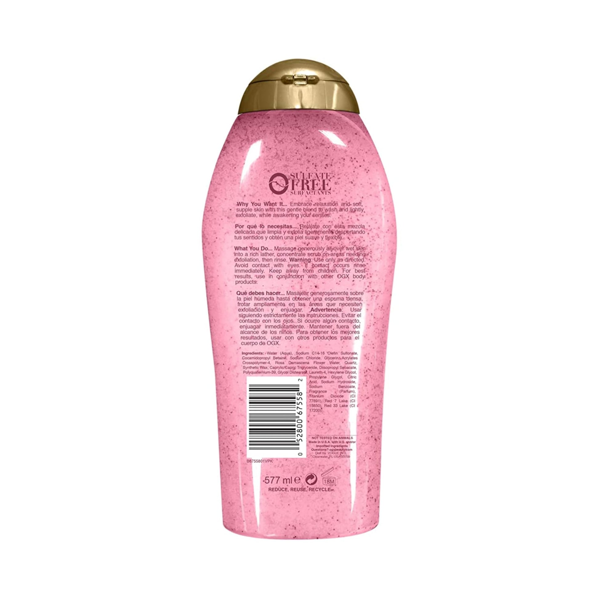 OGX Sensitive + Rose Water & Pink Sea Salt Exfoliating Body Scrub + Rose Quartz, Gentle Exfoliating Daily Body Wash Softens Skin OGX buy supplements canada