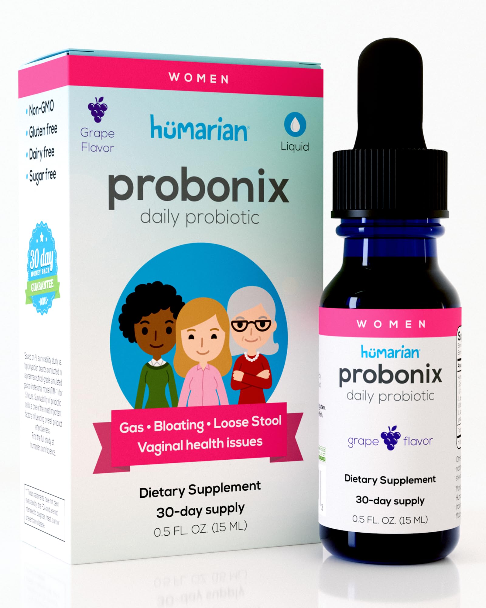 Probonix Humarian Liquid Probiotics for Women - 12-Strain Probiotic Drops to Fortify Women’s Gut Health, Vaginal Health, Immunity and Overall Wellness Probonix buy supplements canada