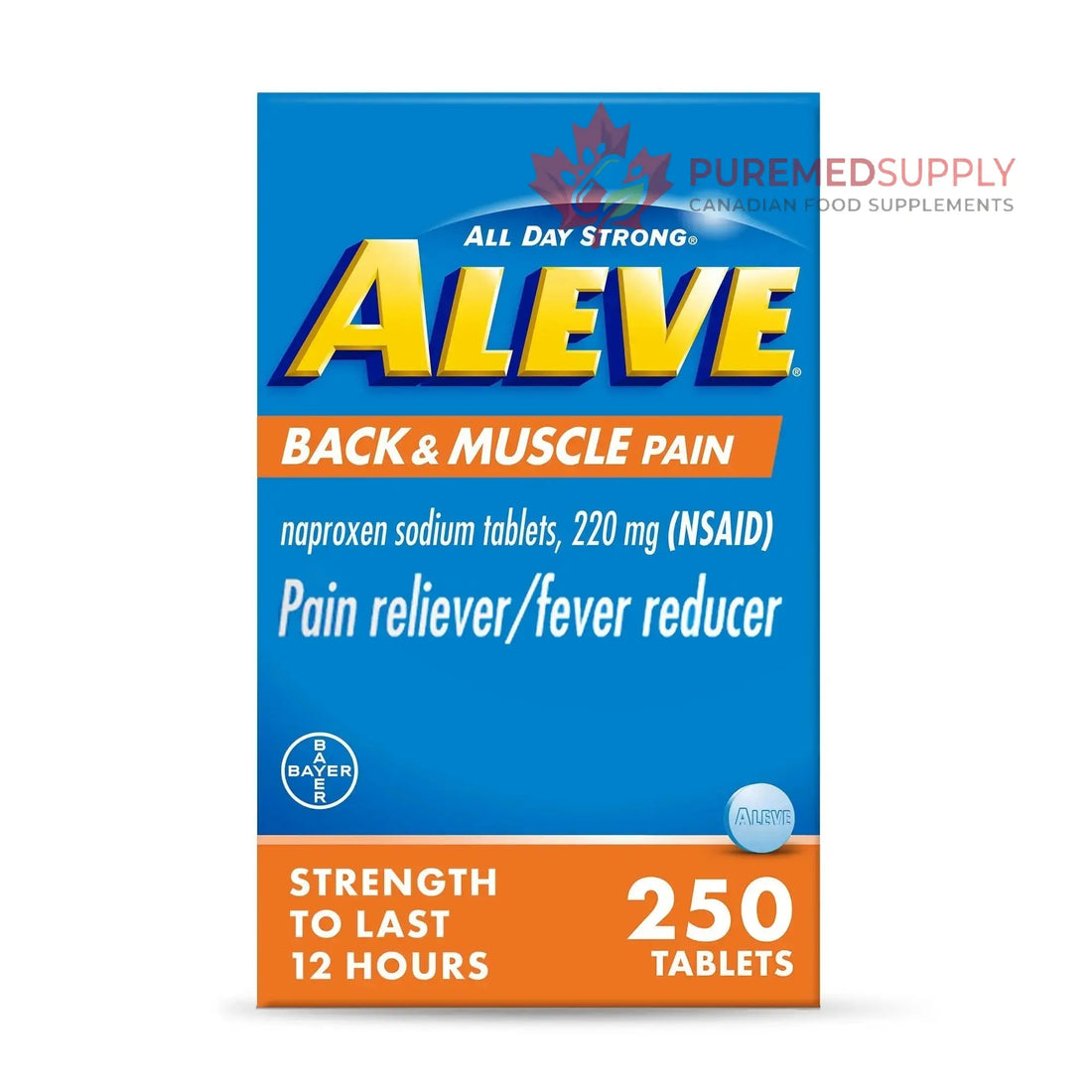 Aleve Back & Muscle Pain Relief Naproxen Sodium Tablets, Pain Reliever & Fever Reducer, Medicine for Body , 250 Count Aleve buy supplements canada