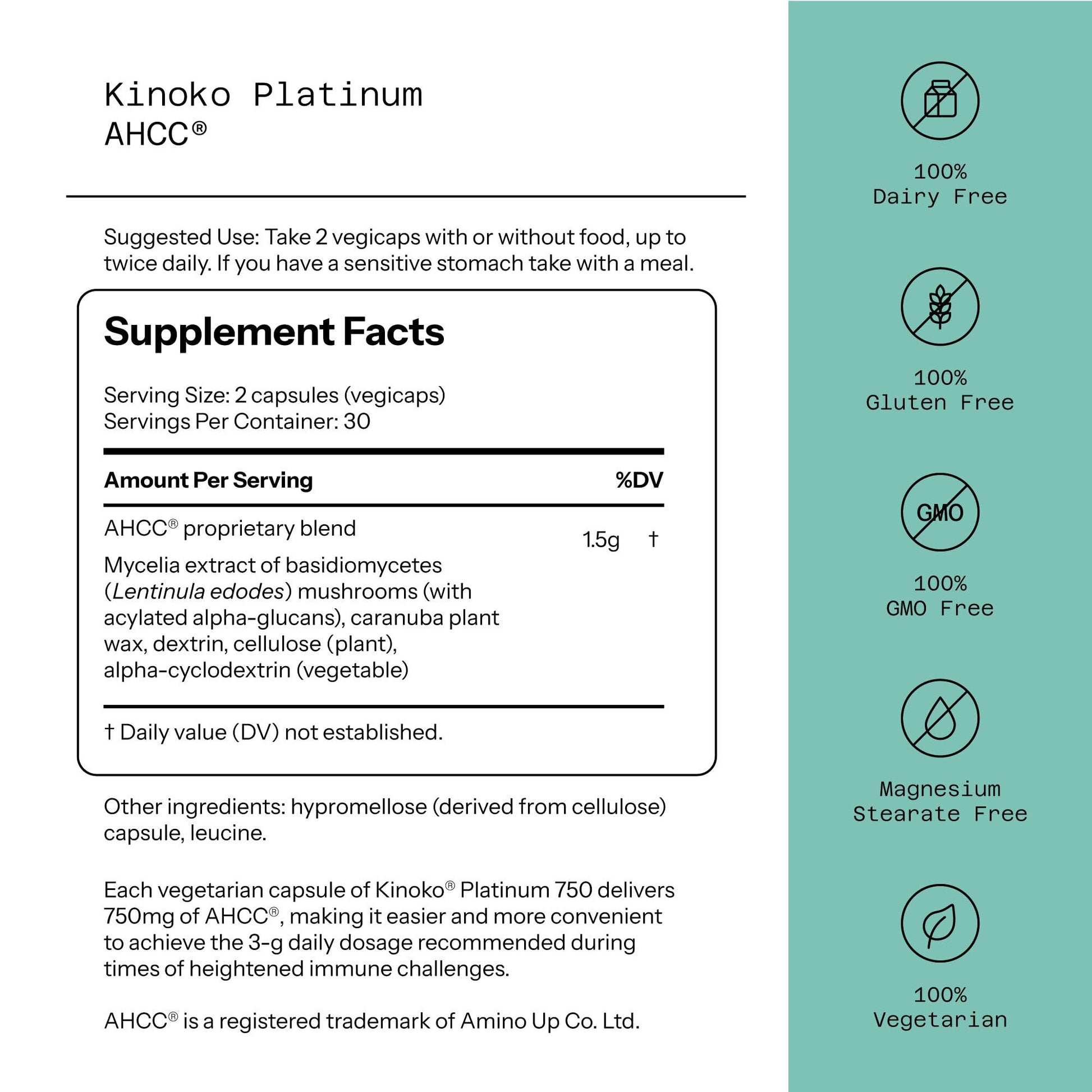 Quality of Life Premium Kinoko Platinum AHCC Herbal Supplement, 750mg per Capsule, for Immune Support, Liver Function, Maintains Natural Killer Cell Activity Quality of Life buy supplements canada