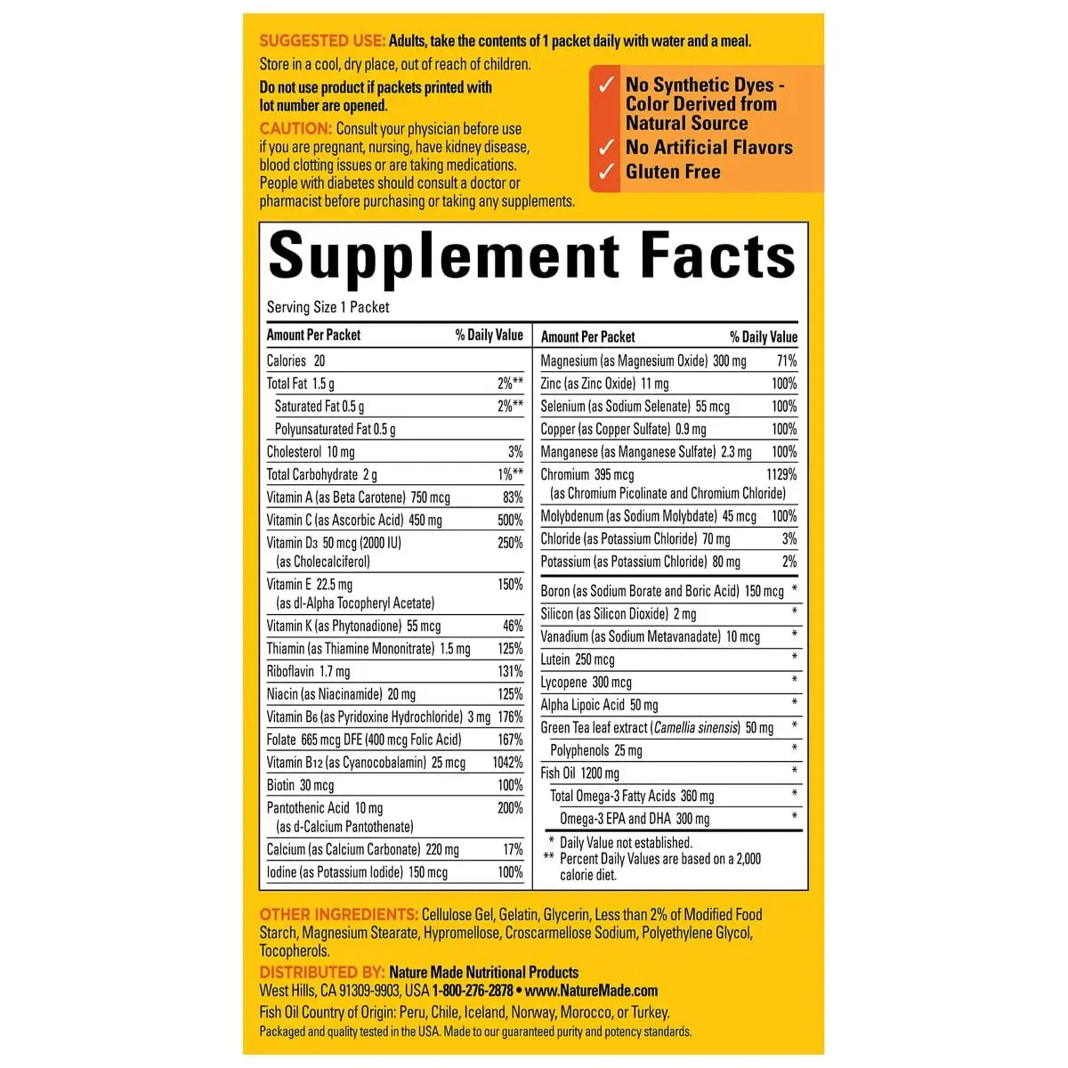 Nature Made Daily Diabetes Health Pack, Dietary Supplement for Nutritional Support, 60 Packets Bundle with a Pill oragnizer (2 Items) Nature Made buy supplements canada