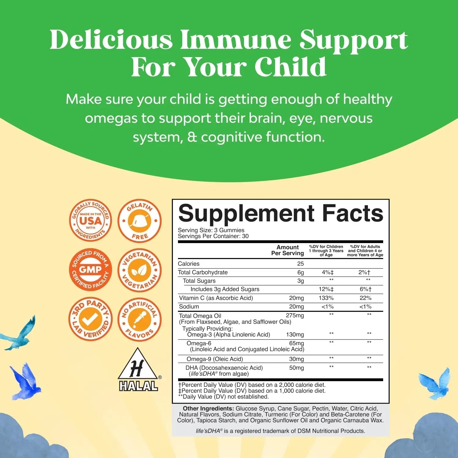 Bundle of Plant Based Kids Multivitamin Gummies with Vitamins A C D3 E B Zinc and DHA Omega 3 Gummies with Vegetarian 6 9 for Vision Brain Immunity Support Natures Craft buy supplements canada