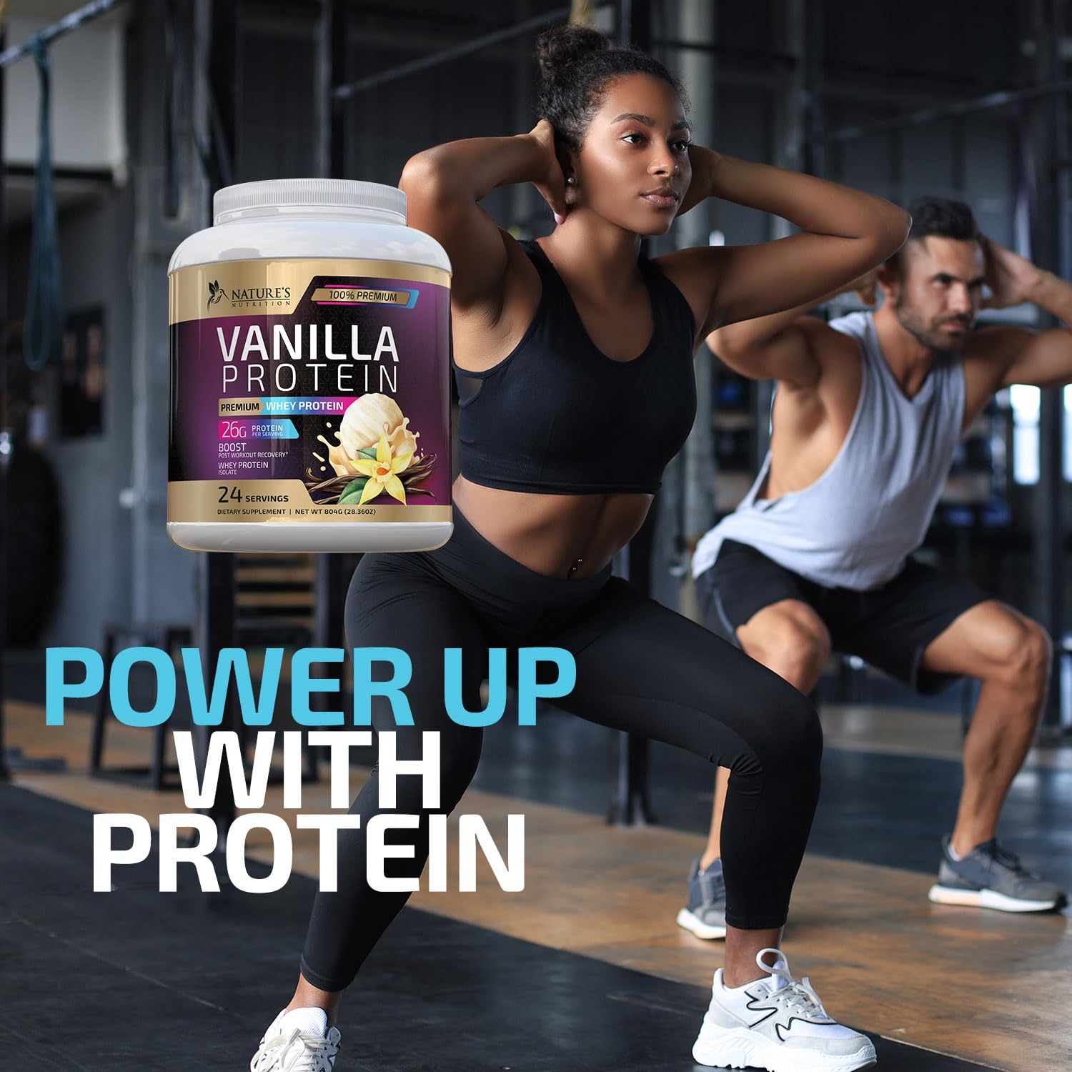 Whey Protein Powder 26g - Vanilla Ice Cream Whey Isolate Protein for Muscle Growth Nature's Nutrition buy supplements canada