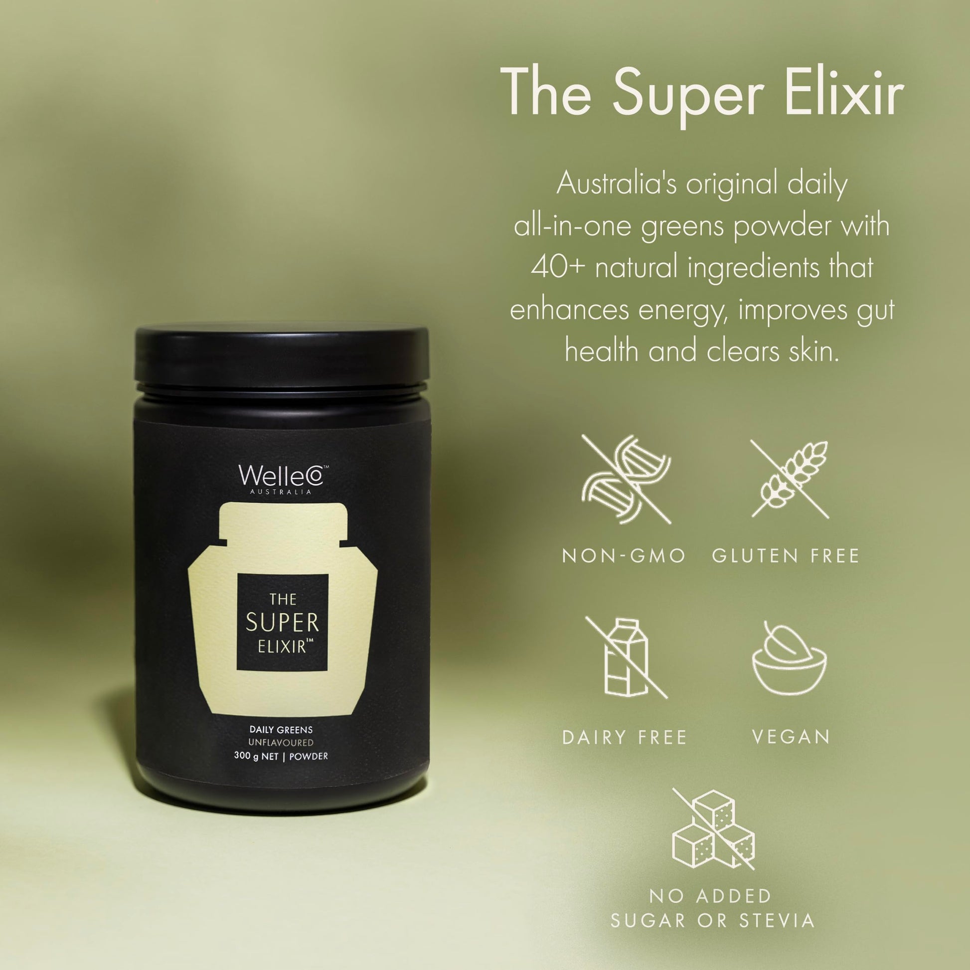 WelleCo The Super Elixir, Daily Greens Powder with Probiotics, Superfoods & Whole Foods, Unflavored Drink Mix for Gut Health, Immunity, Energy, Skin & Hair, 10.5oz Jar WelleCo buy supplements canada