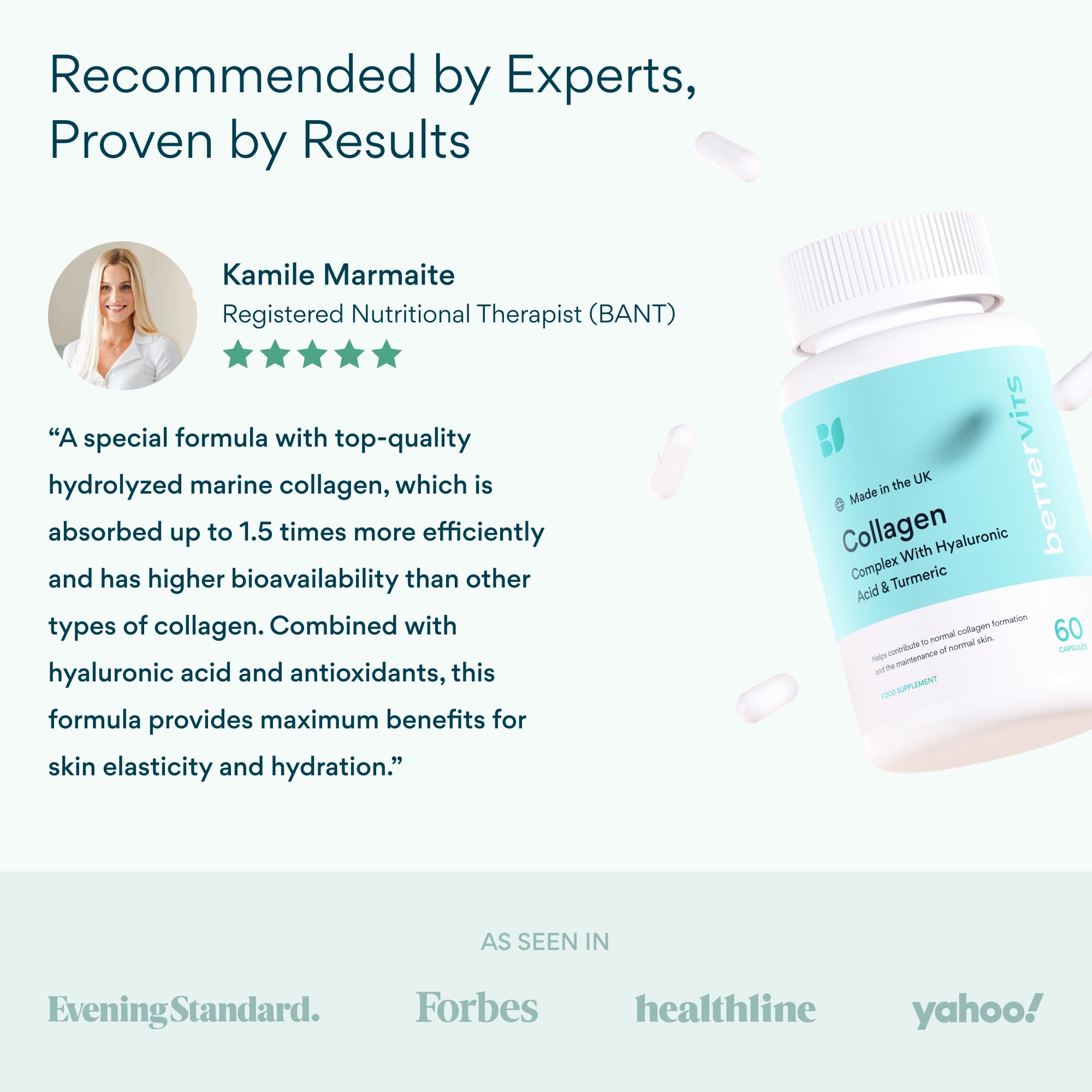 Bettervits Collagen Peptides Complex with Hyaluronic Acid & Turmeric | Hydrolyzed Marine Collagen Supplements for Women & Men | Collagen with Vitamin C Bettervits buy supplements canada