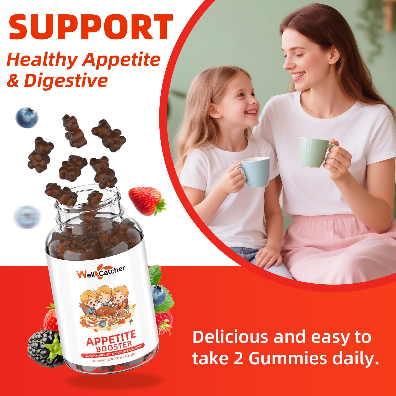 Appetite Booster Gummies for Kids Adults: Appetite Support Supplement with Bromelain Hawthorn Zinc Vitamin B12 for Healthy Digestive & Nutritional Balance, Sugar Free Mixed Fruit Flavor Vegan 30 Days Wellcatcher buy supplements canada