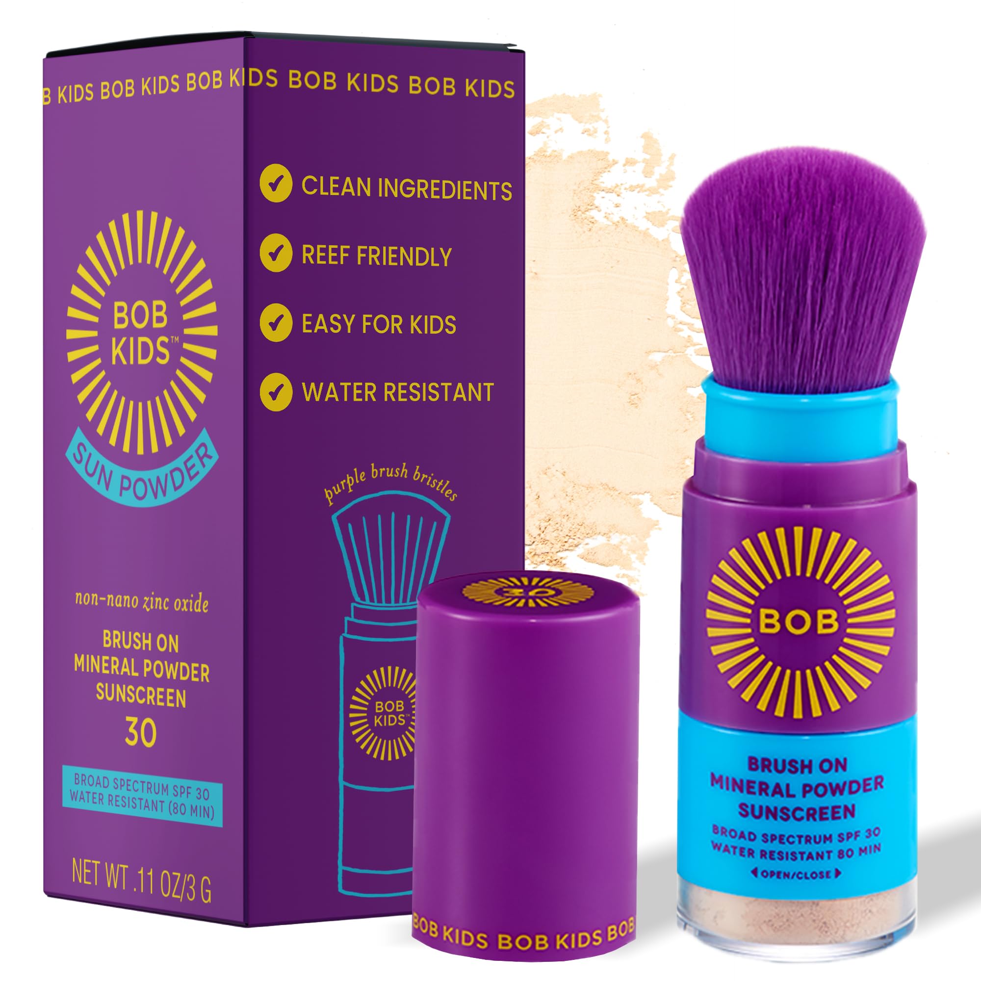 BOB KIDS SPF 30 Brush On Mineral Powder Sunscreen, Broad Spectrum Protection, Water Resistant 80 Mins, Fragrance Free Brush On Block buy supplements canada