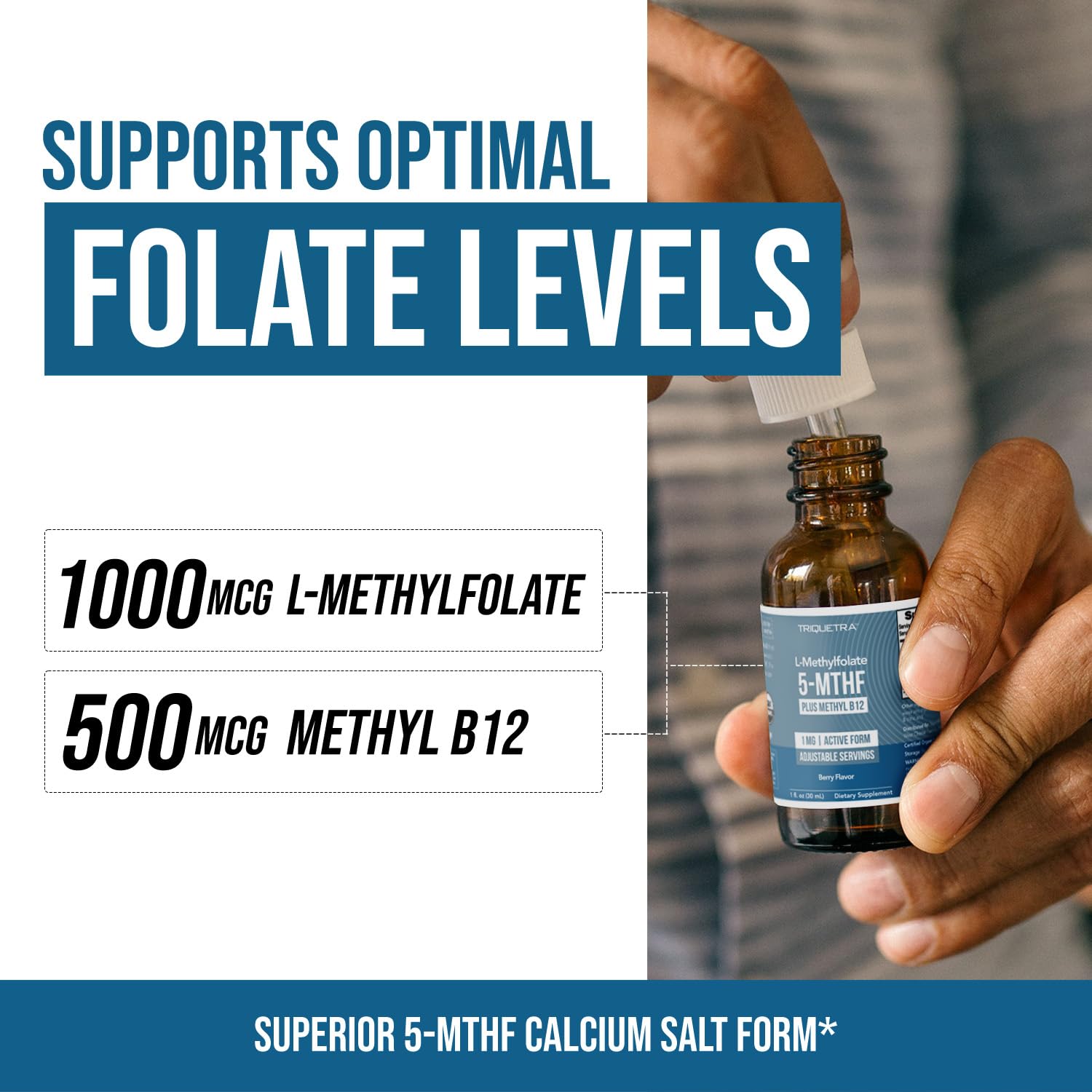 Organic Methyl Folate 1000 mcg + Methyl B12 Cofactor (300 Servings) – Metabolically Active 5-MTHF Form, Organic Berry Flavor Triquetra Health buy supplements canada
