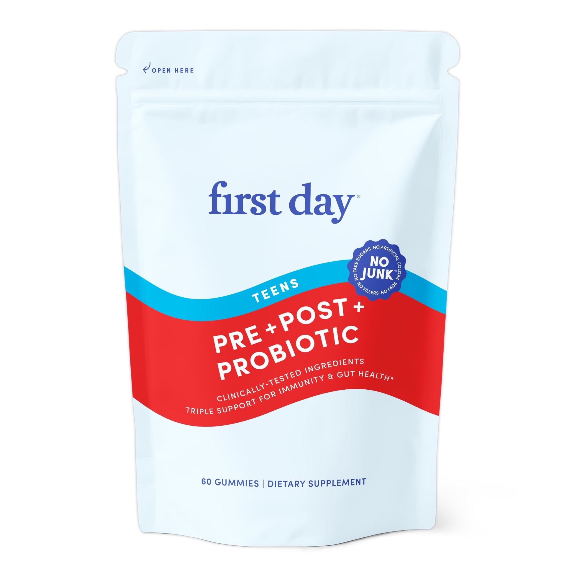 FIRST DAY Teens’ Gut Sustainer Tribiotic Gummies – 3-in-1 Prebiotic, Probiotic & Postbiotic Supplement – Supports Digestive, Skin, Oral & Immune Health, Nutrient Absorption & Growth – 30-Day Supply FIRST DAY buy supplements canada