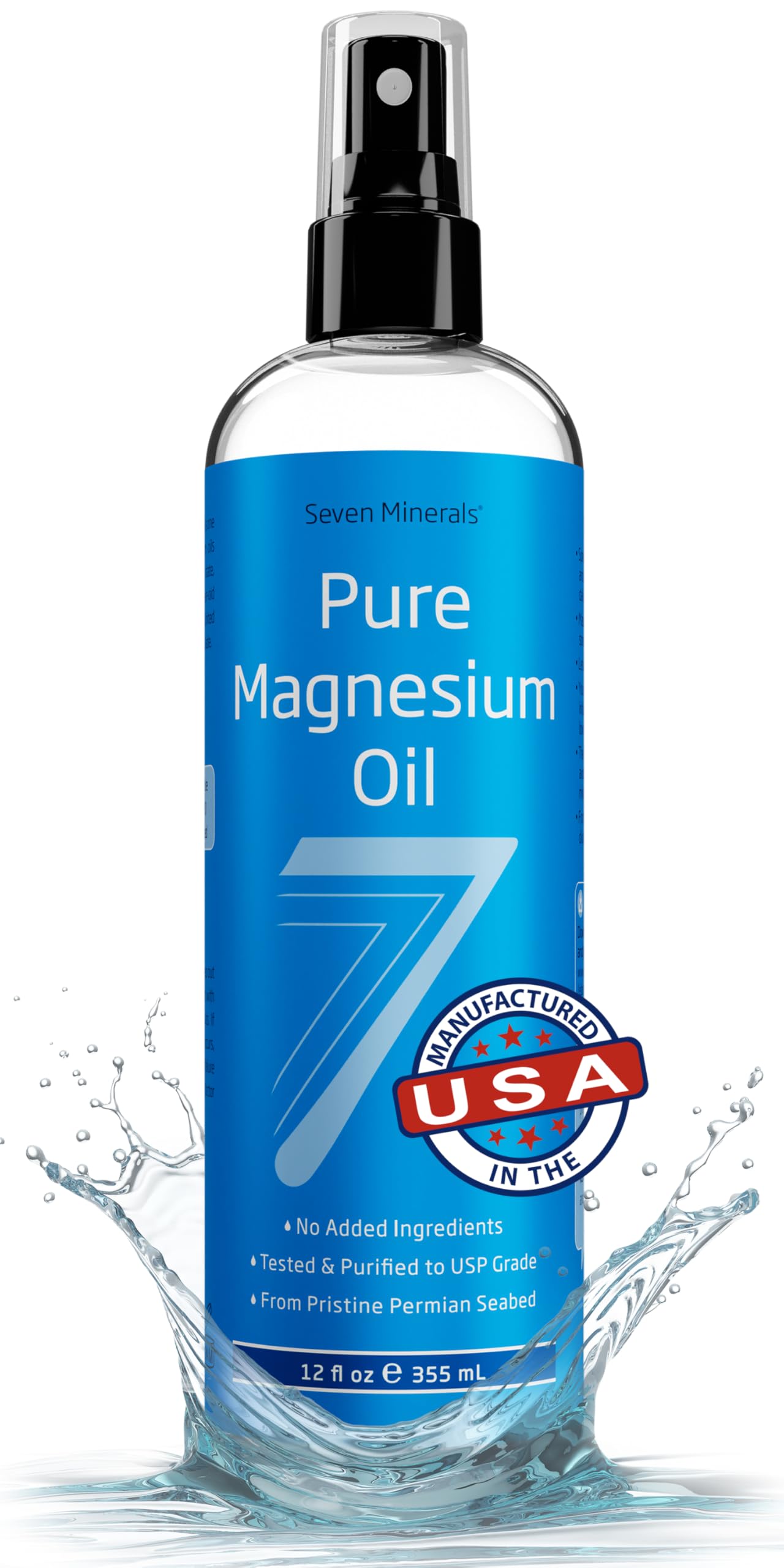 Seven Minerals Pure Magnesium Oil Spray, Big 12oz, USP Grade, Extra Strength, for Feet, Sleep, Muscle Pain & Cramps - Mined in The USA Seven Minerals buy supplements canada
