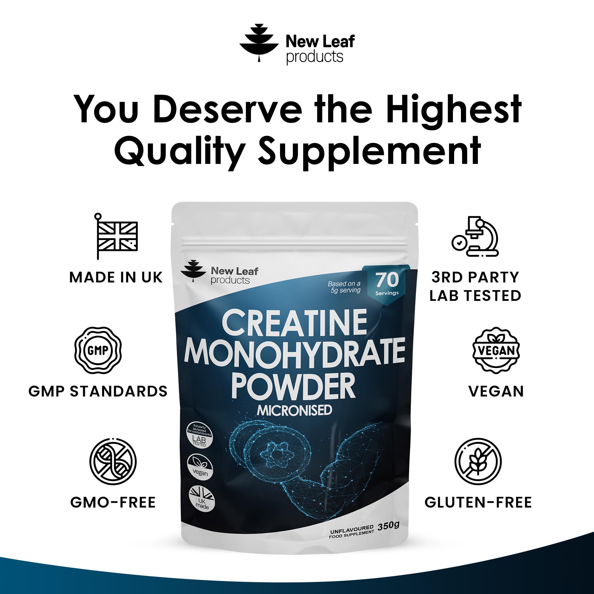 Creatine Monohydrate Powder 100% Pure Micronized Creatine - 350g Increased Absorption NEW LEAF PRODUCTS buy supplements canada