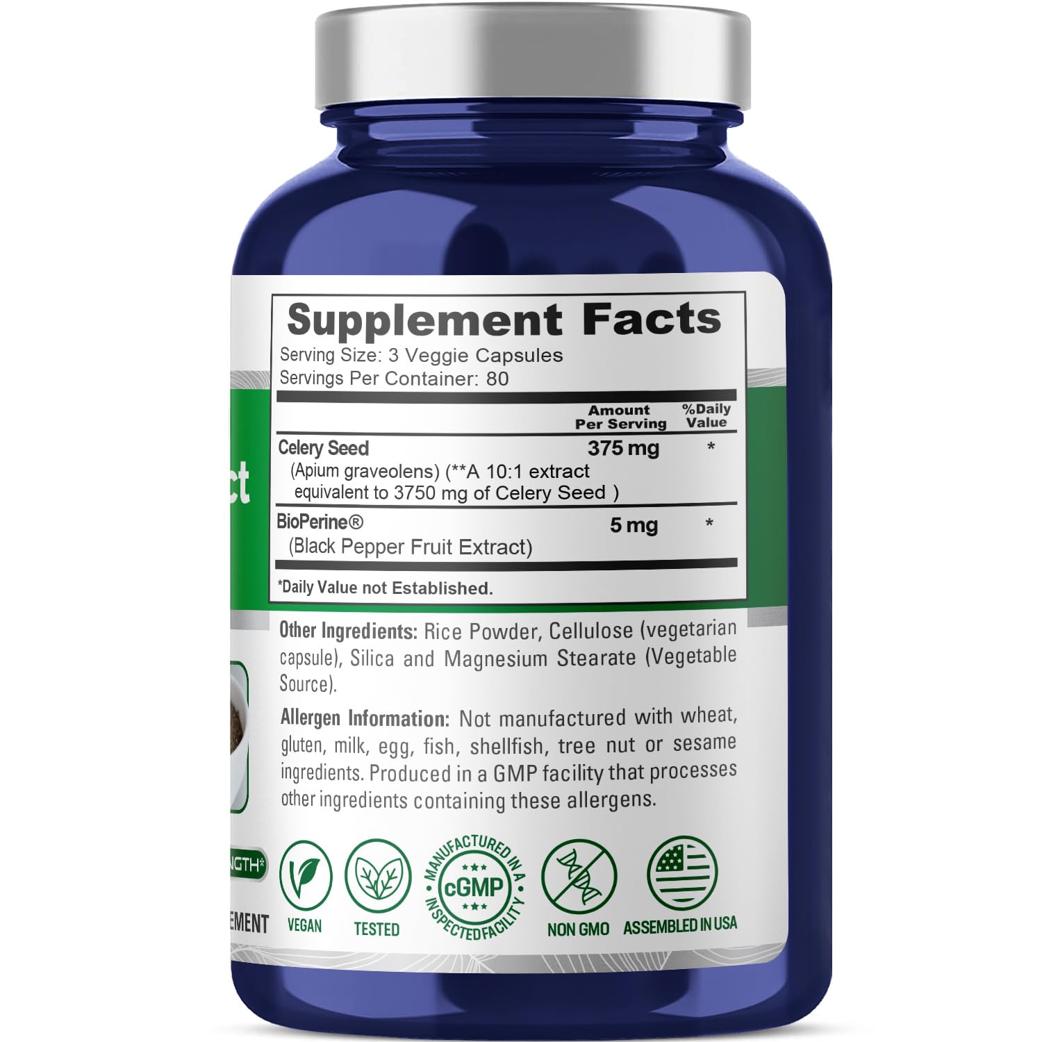 NusaPure Celery Seed Capsules 10:1 Extract, 375 mg Equivalent to 3750mg, 240 Veggie Caps, Non-GMO, Vegan NusaPure buy supplements canada