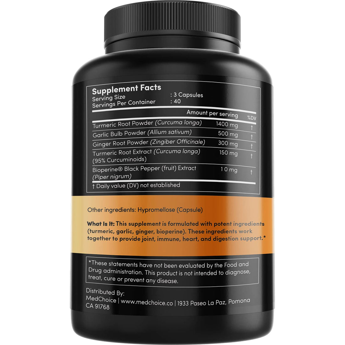 4-in-1 Turmeric and Garlic Supplements with Bioperine 2360 mg (360 ct) Turmeric Ginger MEDCHOICE buy supplements canada