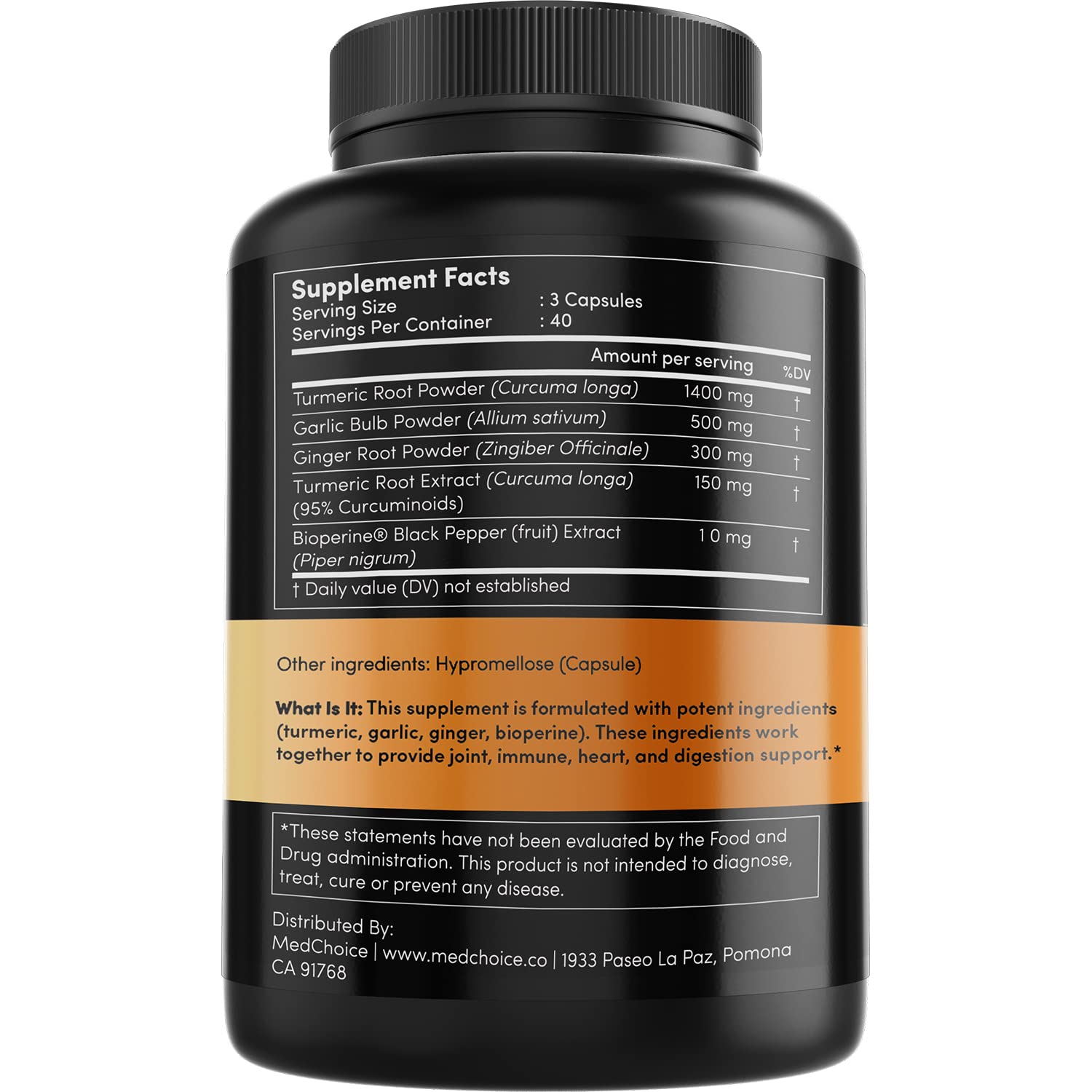 4-in-1 Turmeric and Garlic Supplements with Bioperine 2360 mg (360 ct) Turmeric Ginger MEDCHOICE buy supplements canada